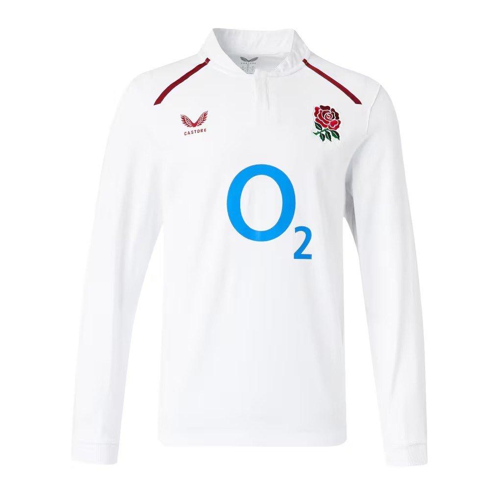 Castore Men's England Rugby 2026 Classic Long Sleeve Shirt - Classic White - S
