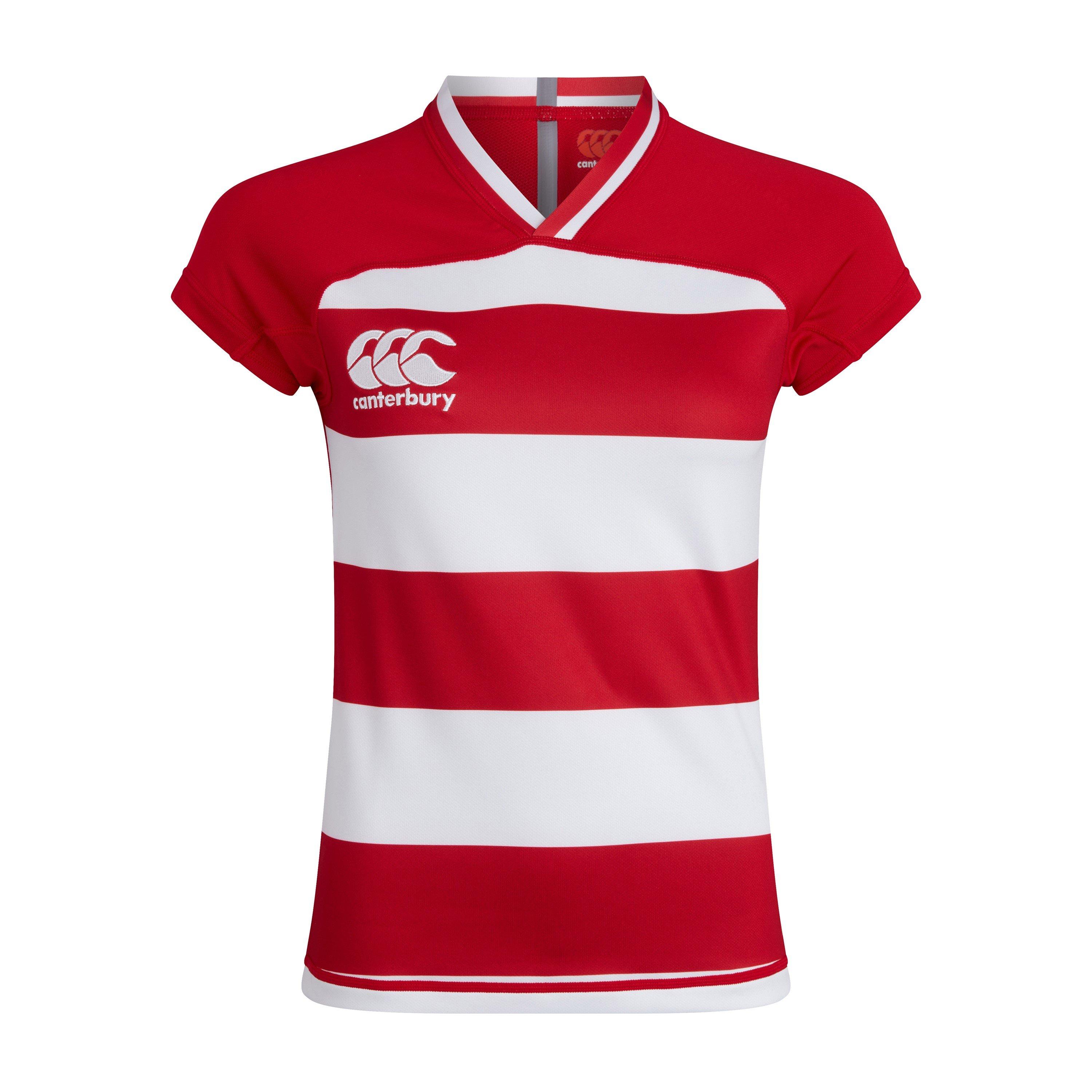 Red/White - Canterbury - Women's Vapodri Hooped Evader Short-Sleeve Performance T-Shirt - 1