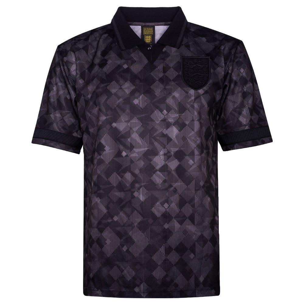 Black - Score Draw - England 1990 Black Out Retro Shirt - 7