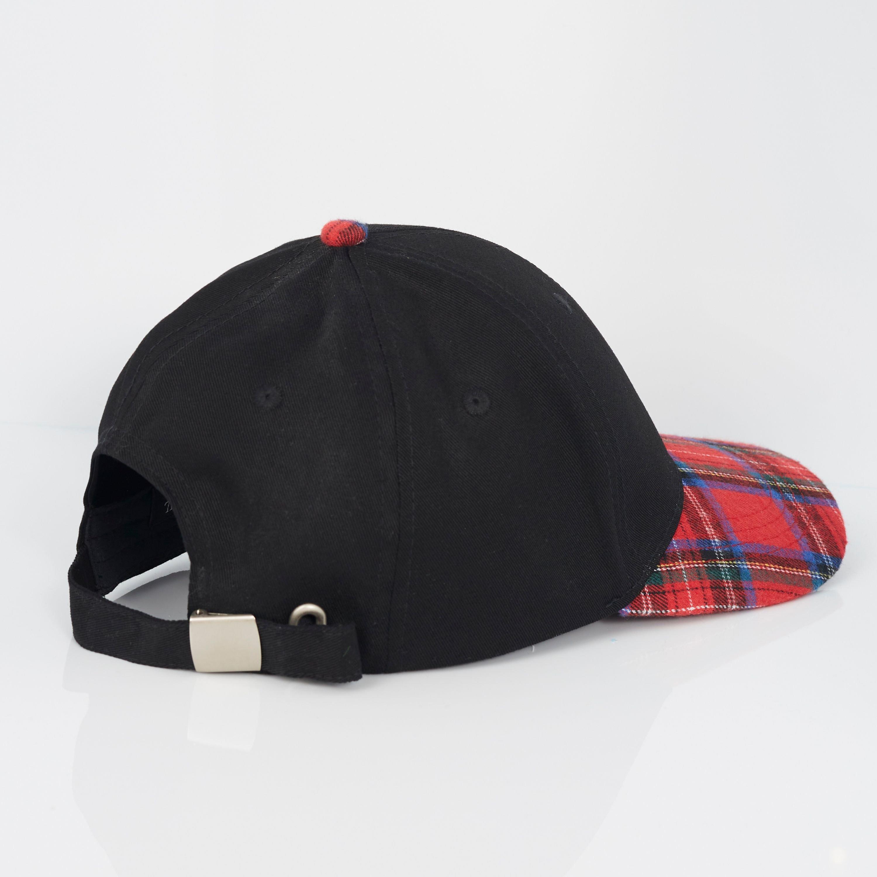 Black/Red Check - Brave Soul - Print Mens Cap with Contrast Stripe - 2