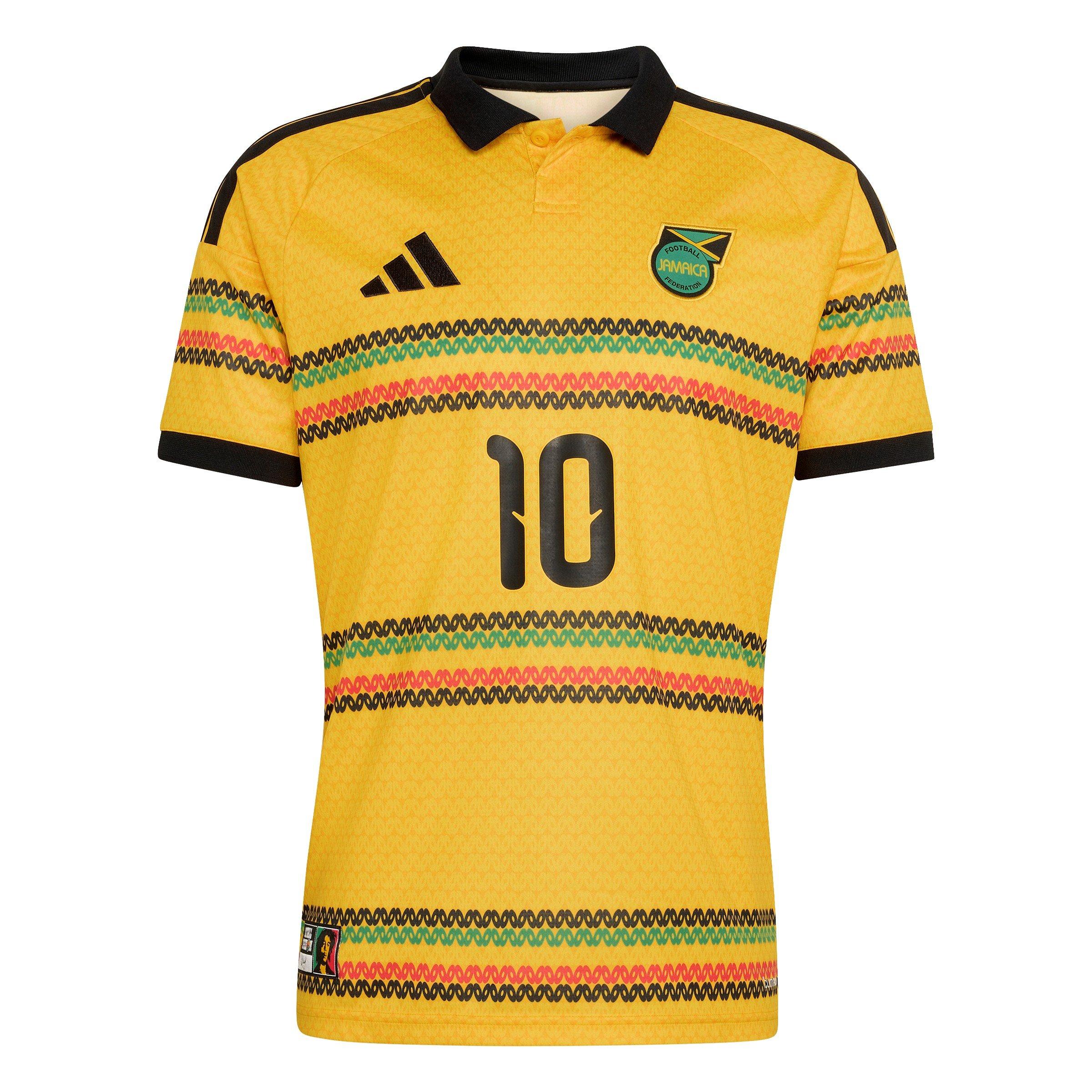 Adidas Men's Jamaica Marley 10 Home Shirt 2026 - Gold/Green - S