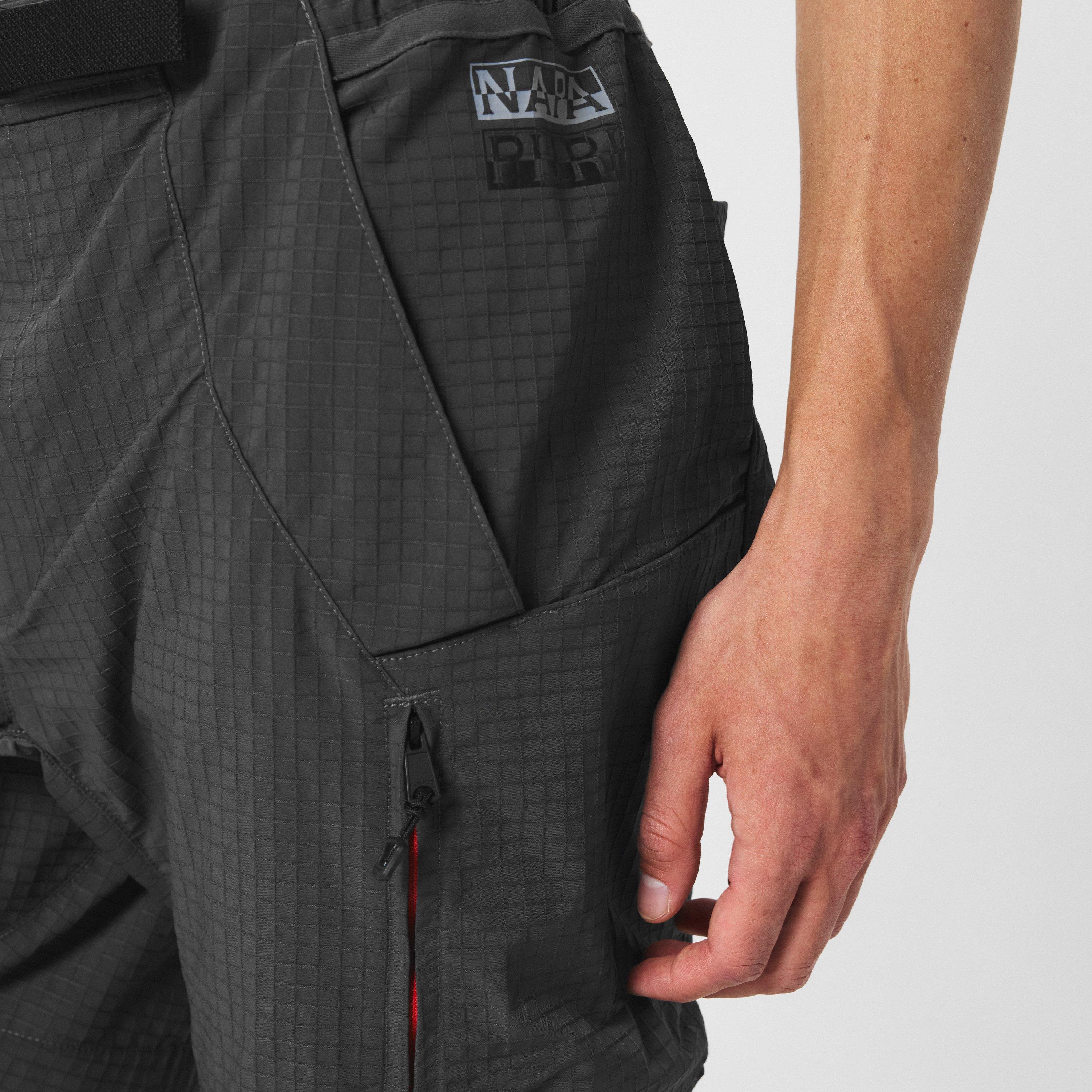 Dark Grey - Napapijri - Men's Tusco Dark Grey Solid Tapered Trousers - 5