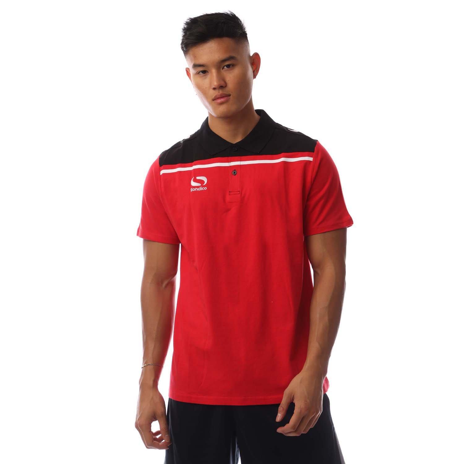 Sondico Men's Performance Polo Shirt - Red/Black - M