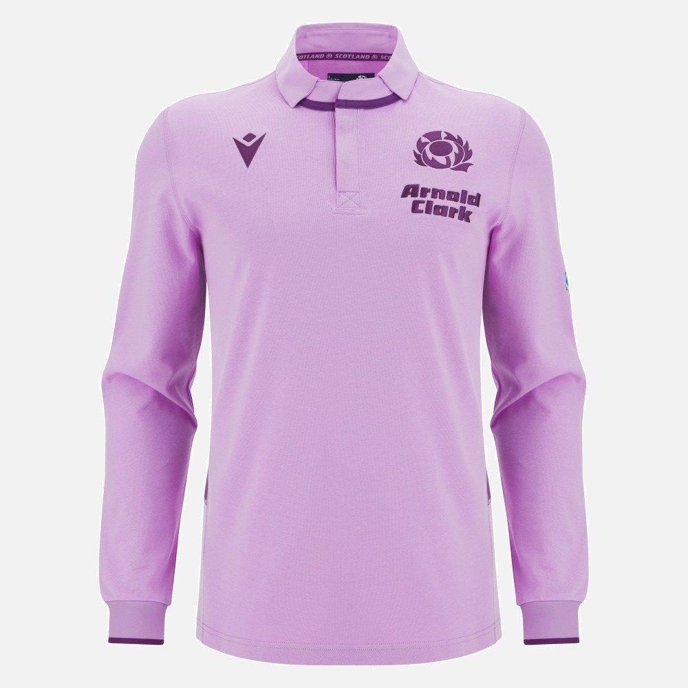 Macron Men's Scottish Rugby World Cup Long Sleeve Away Shirt 2025 Adults - Pink - Large