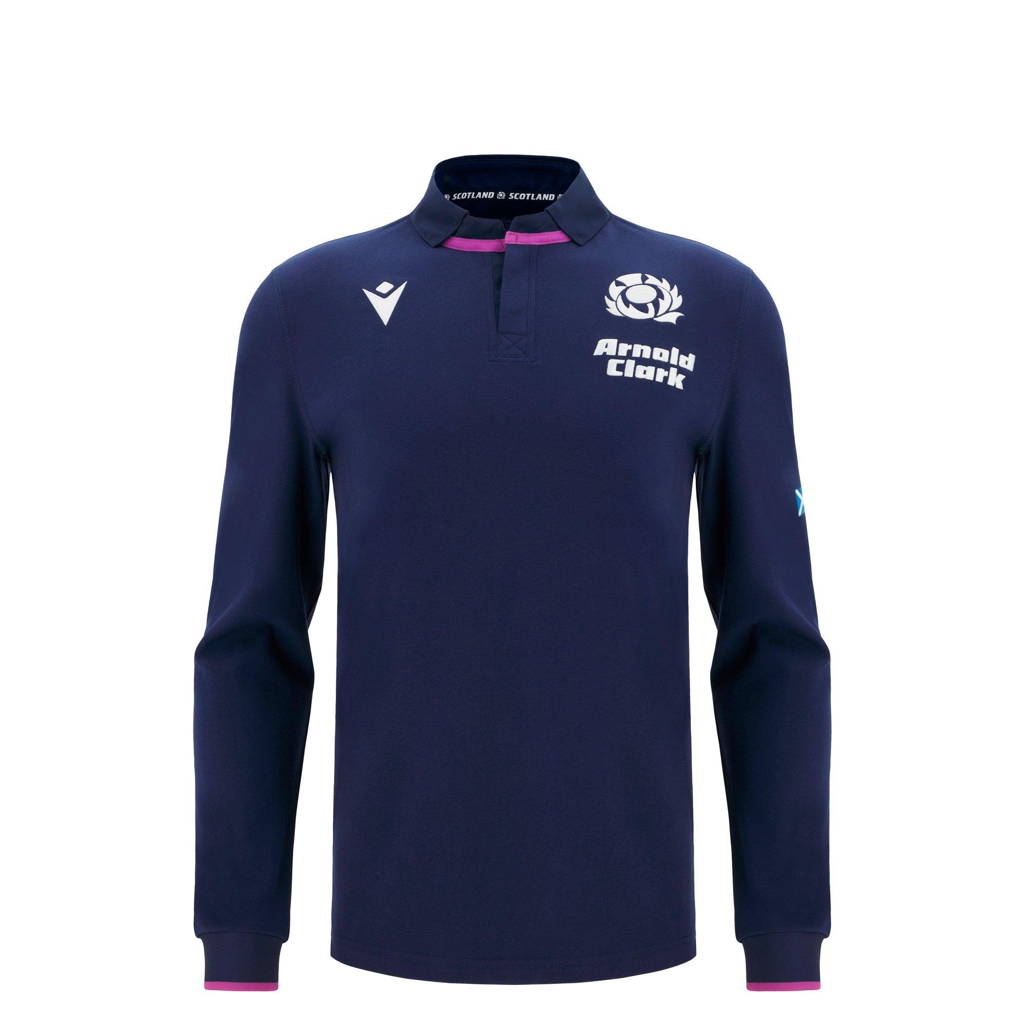 Marineblå - Macron - Scotland Rugby Long Sleeve Home Shirt 2025 2026 Juniors - 1