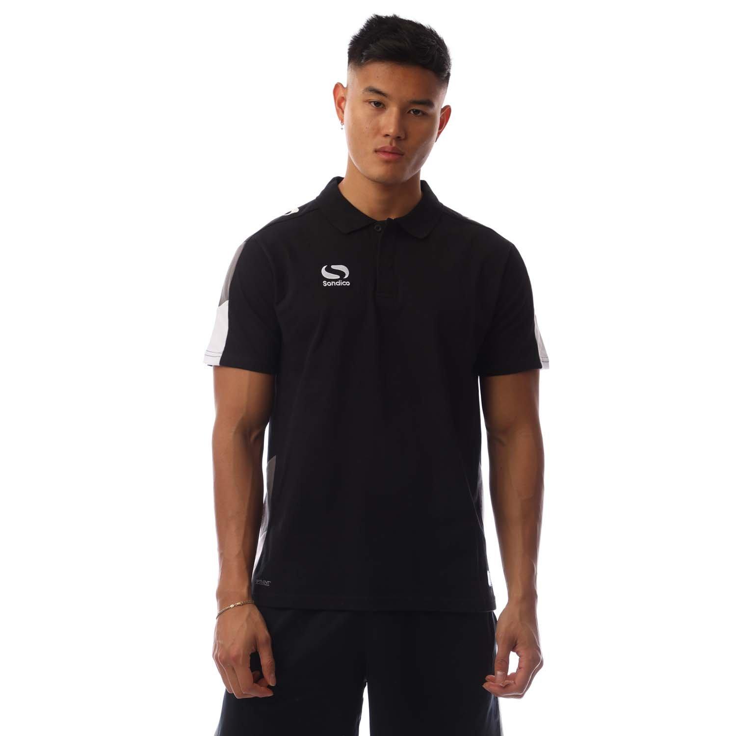 Sondico Men's Venata Performance Polo Shirt - Black/Chrcl/Wht - S