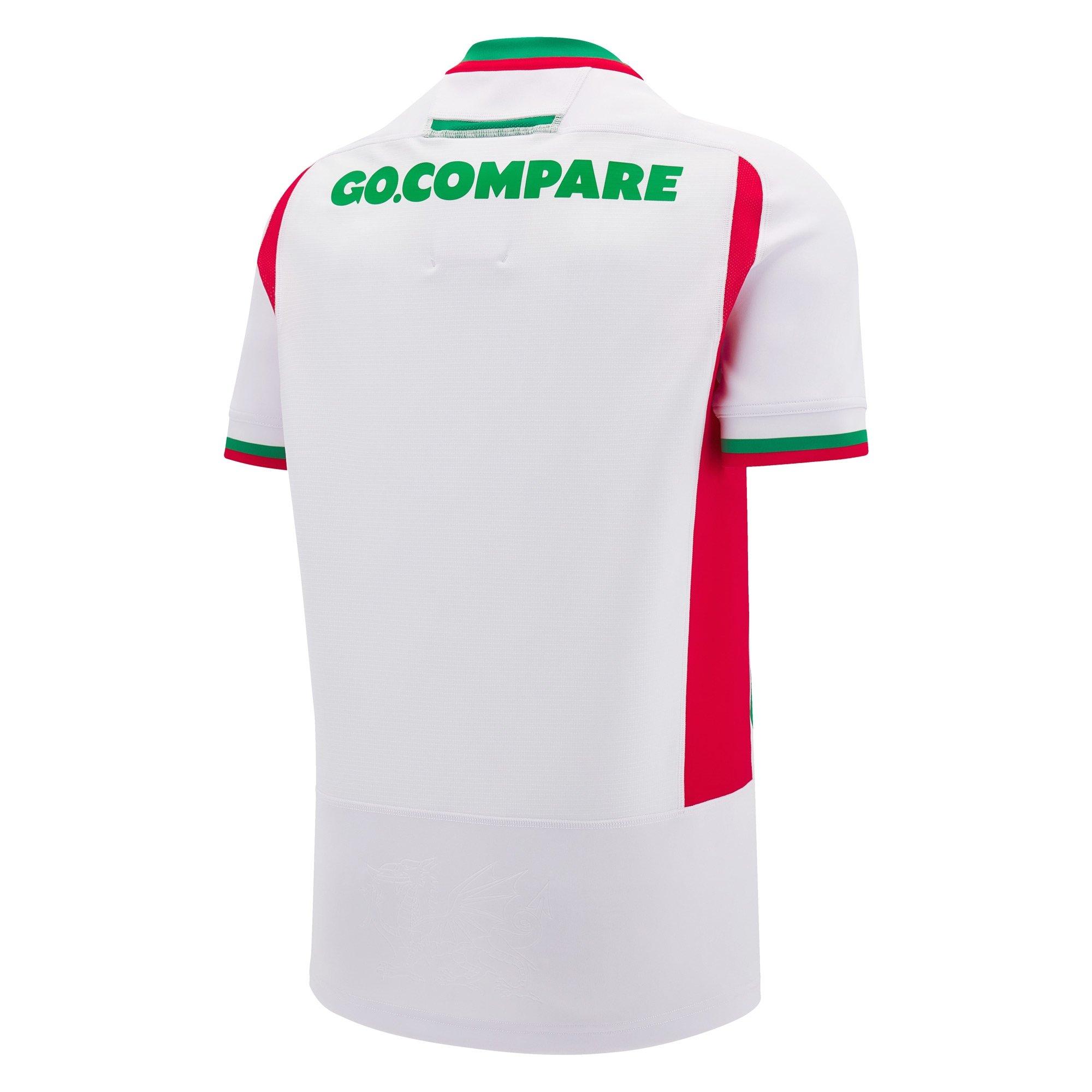 Hvid/Grøn - Macron - Welsh Rugby Union Authentic Away Shirt 2024 Adults - 2