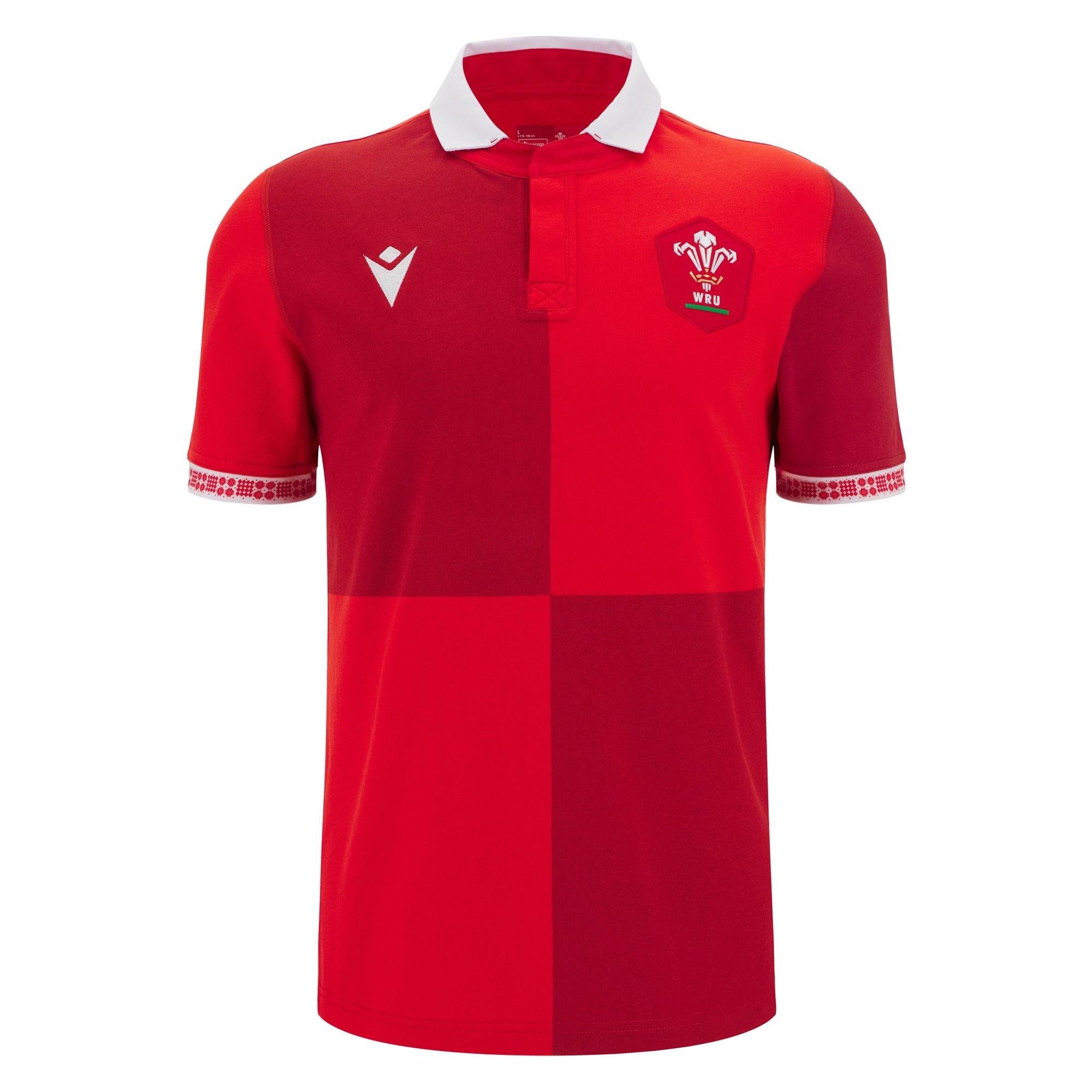 Macron Men's Wales Rugby Home Shirt 2025 Adults - Red - 2X Large