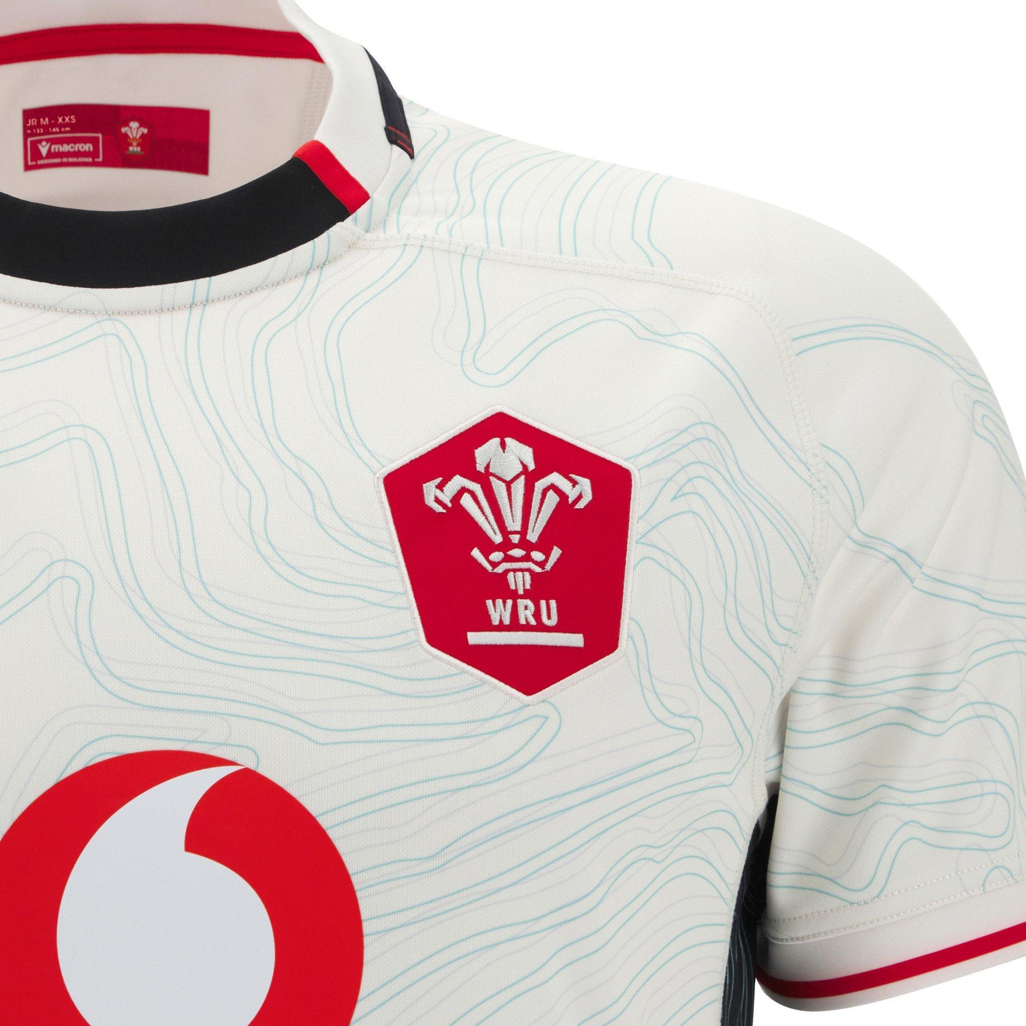 White/Blk/Red - Macron - Wales Rugby Union Away Shirt 2025 Juniors - 3