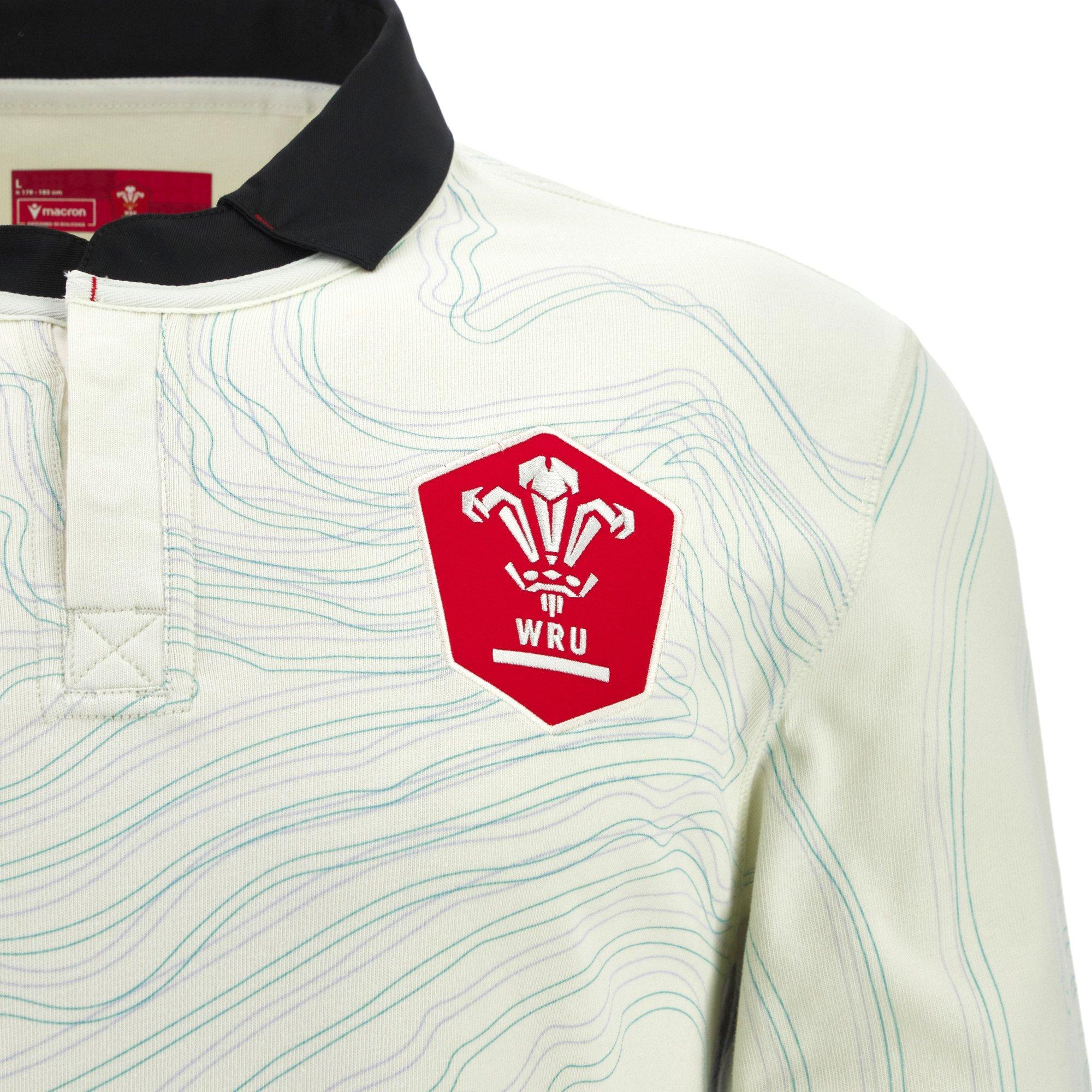 White/Blk/Red - Macron - Wales Rugby Away Long Sleeve Shirt 2025 2026 Adults - 3