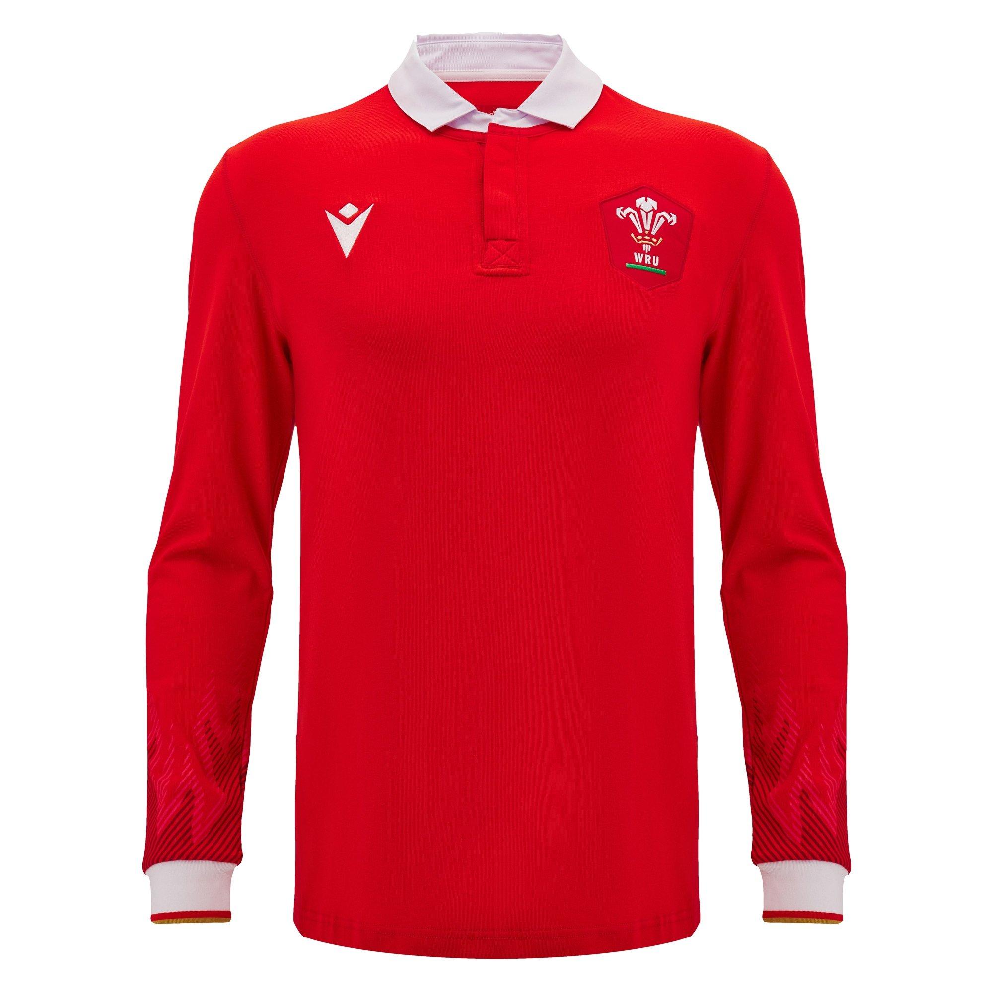 Macron Welsh Rugby Union Home Long Sleeve Shirt 2024 2025 Adults