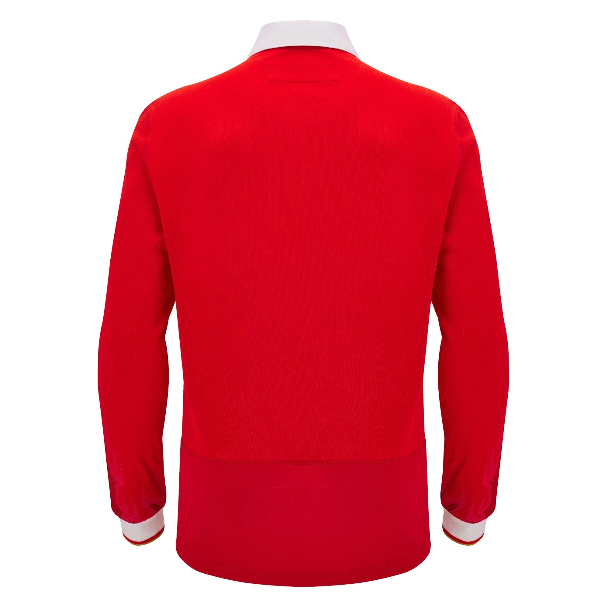 Red/White - Macron - Welsh Rugby Union Home Long Sleeve Shirt 2024 2025 Adults - 2