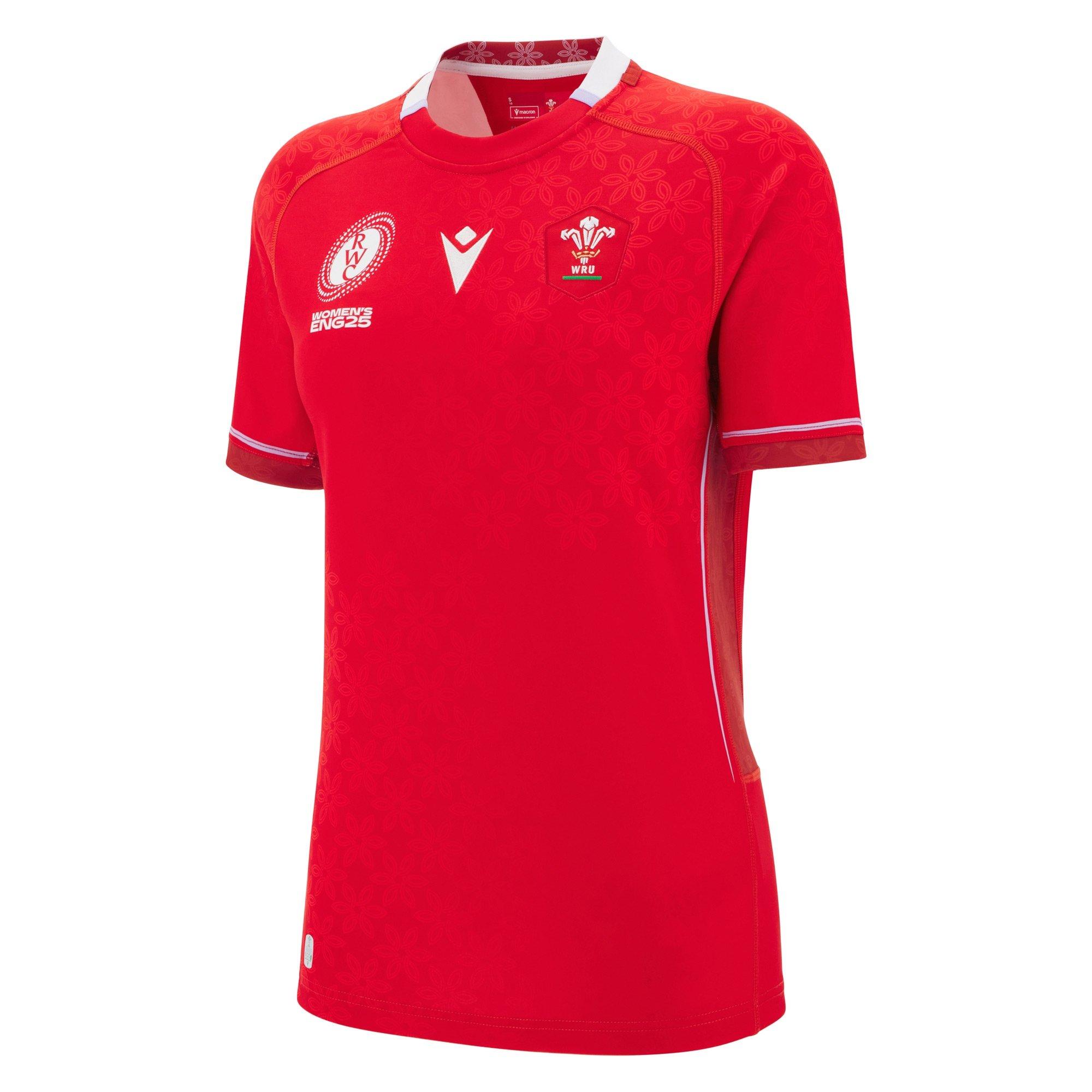 Red - Macron - Wales Rugby Union World Cup Home Shirt 2025 Womens - 1