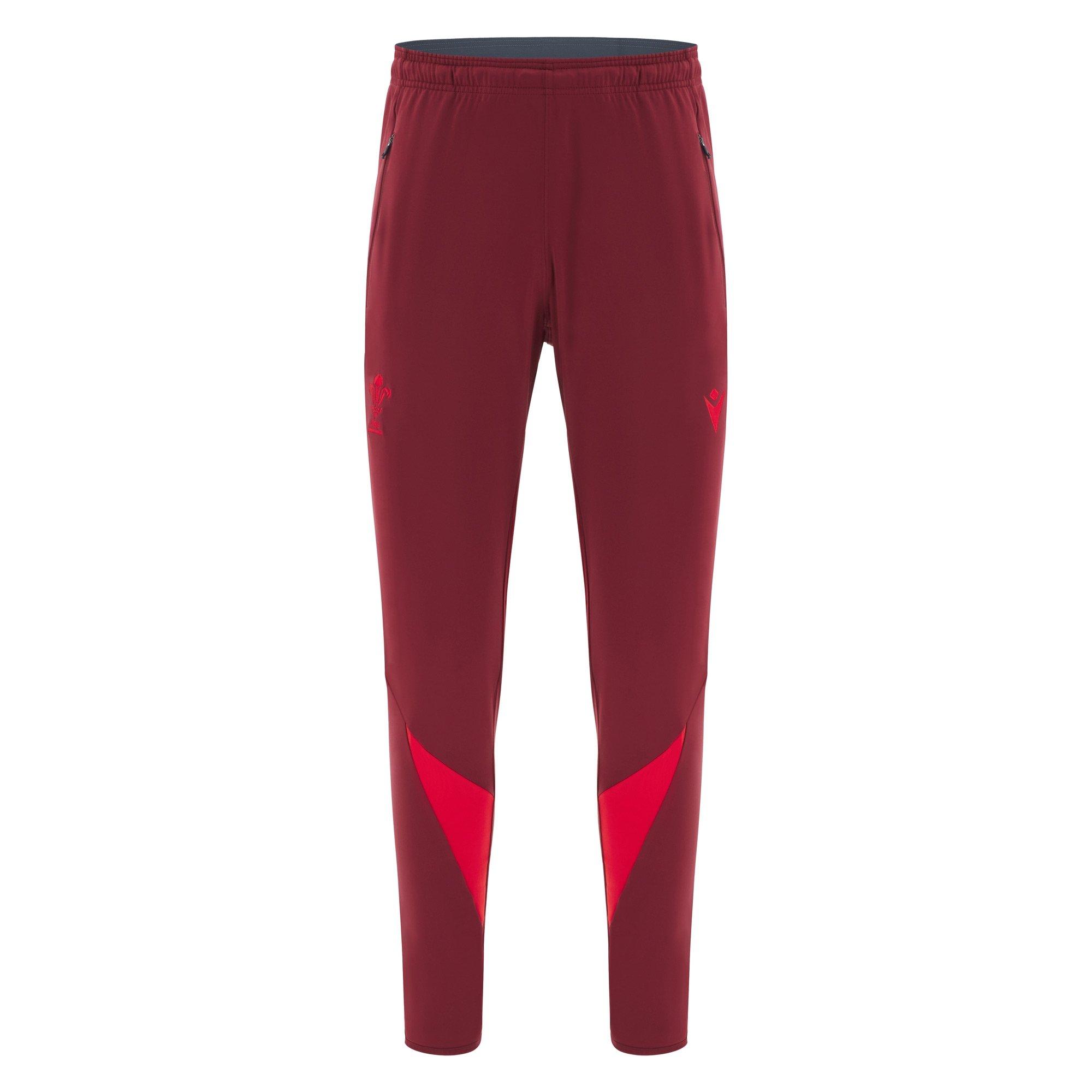 Macron Men's Wales Rugby Tracksuit Bottoms 2025 - Red - Large