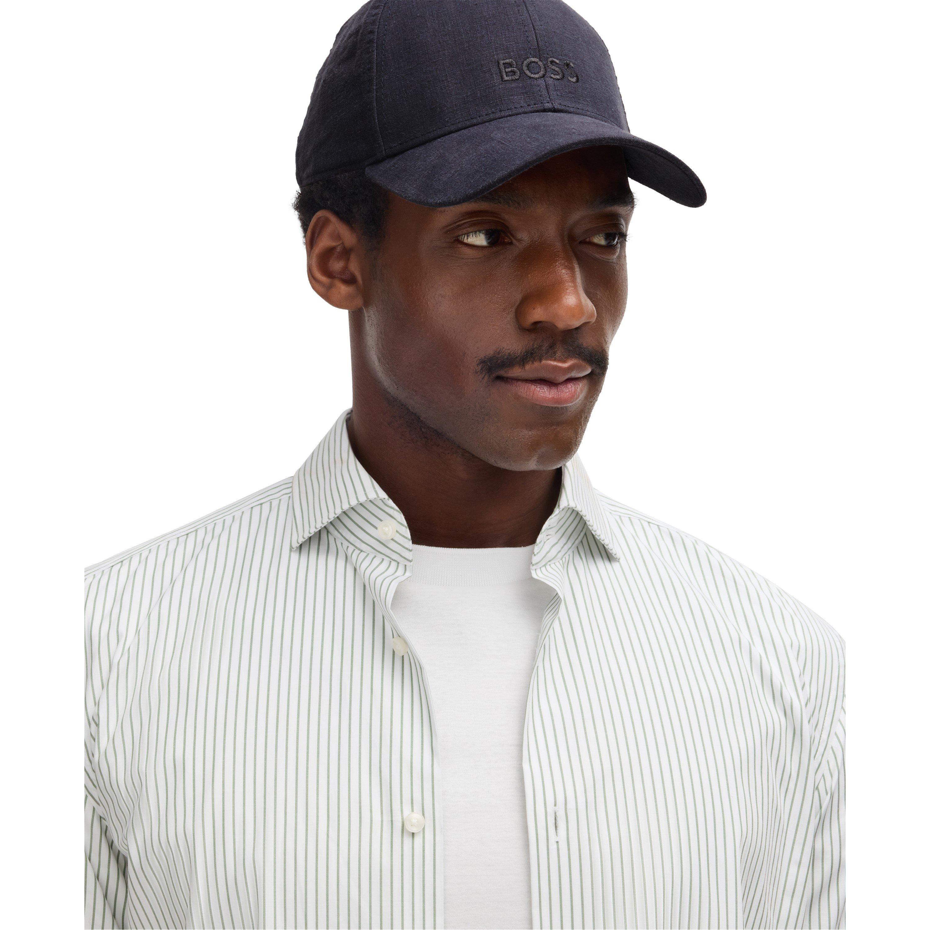 Dark Blue 404 - Boss - BOSS Linen Baseball Cap with Iconic Logo Detail - 2