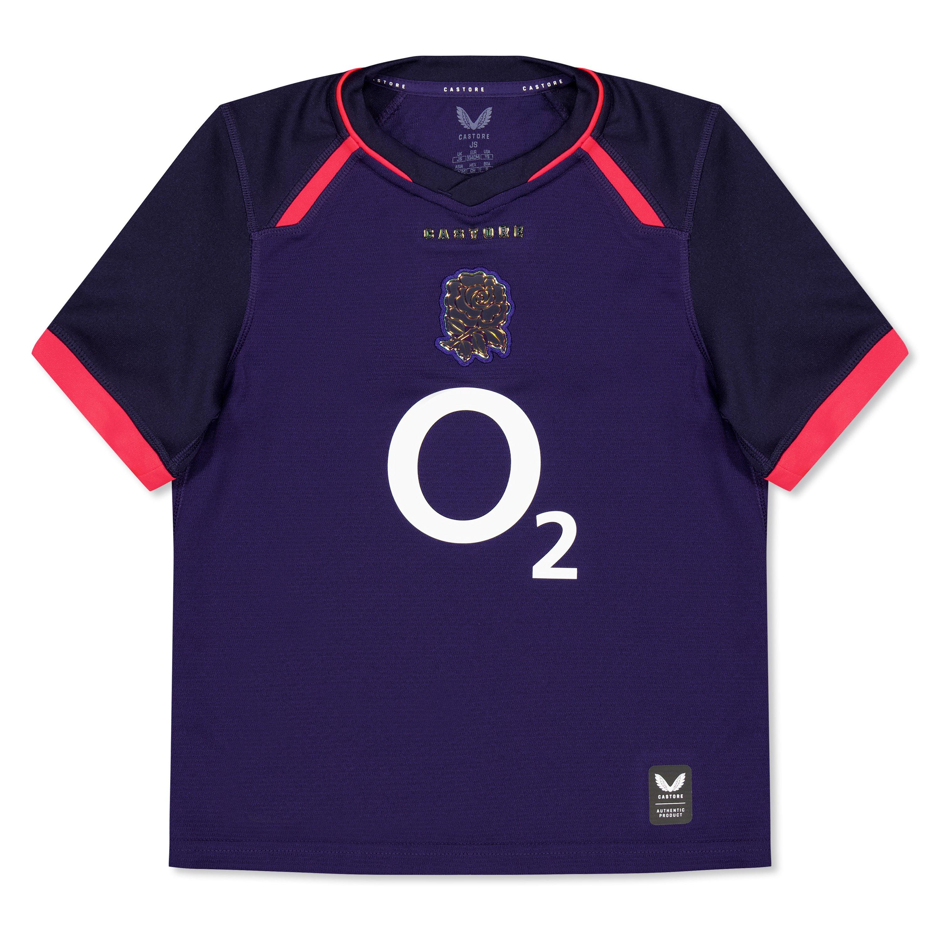 Castore Boys Kids England Rugby Away Shirt 2026 - Rhod/Mari/Diva - 9-10 (M)