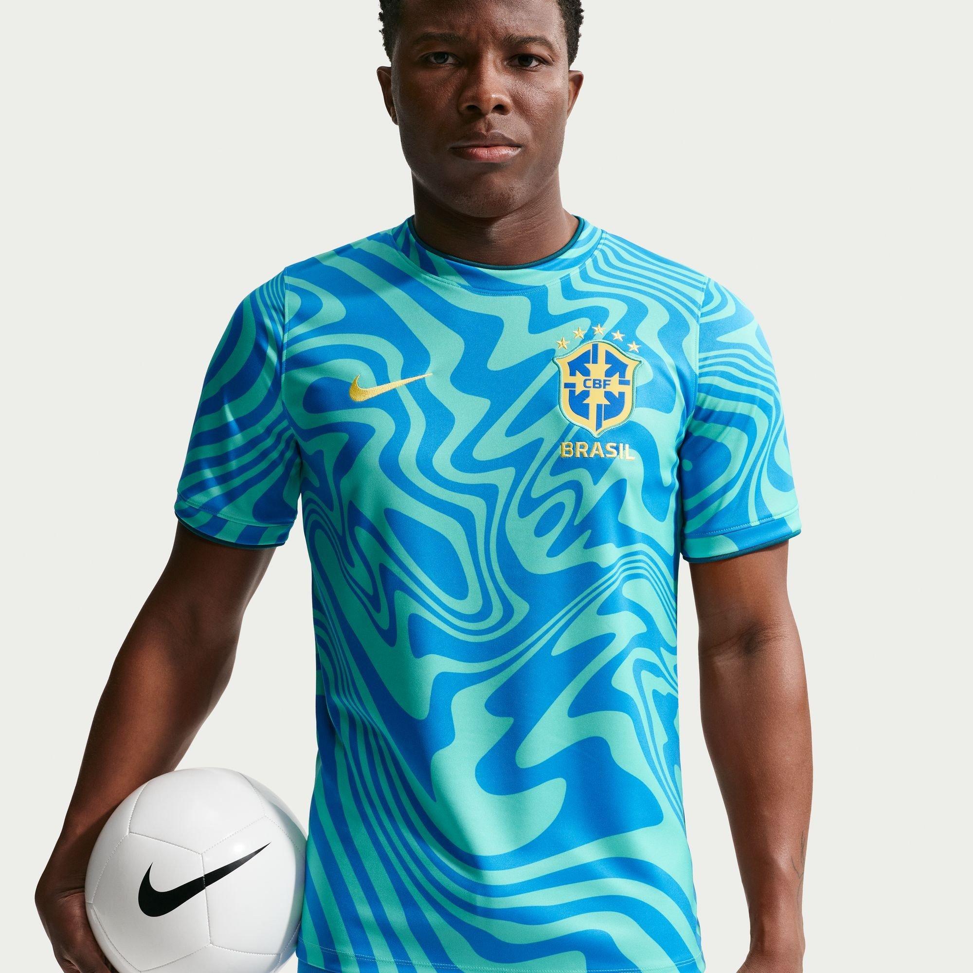 Nike Men's Brazil Short Sleeve T-Shirt - Yellow/Blue - XL