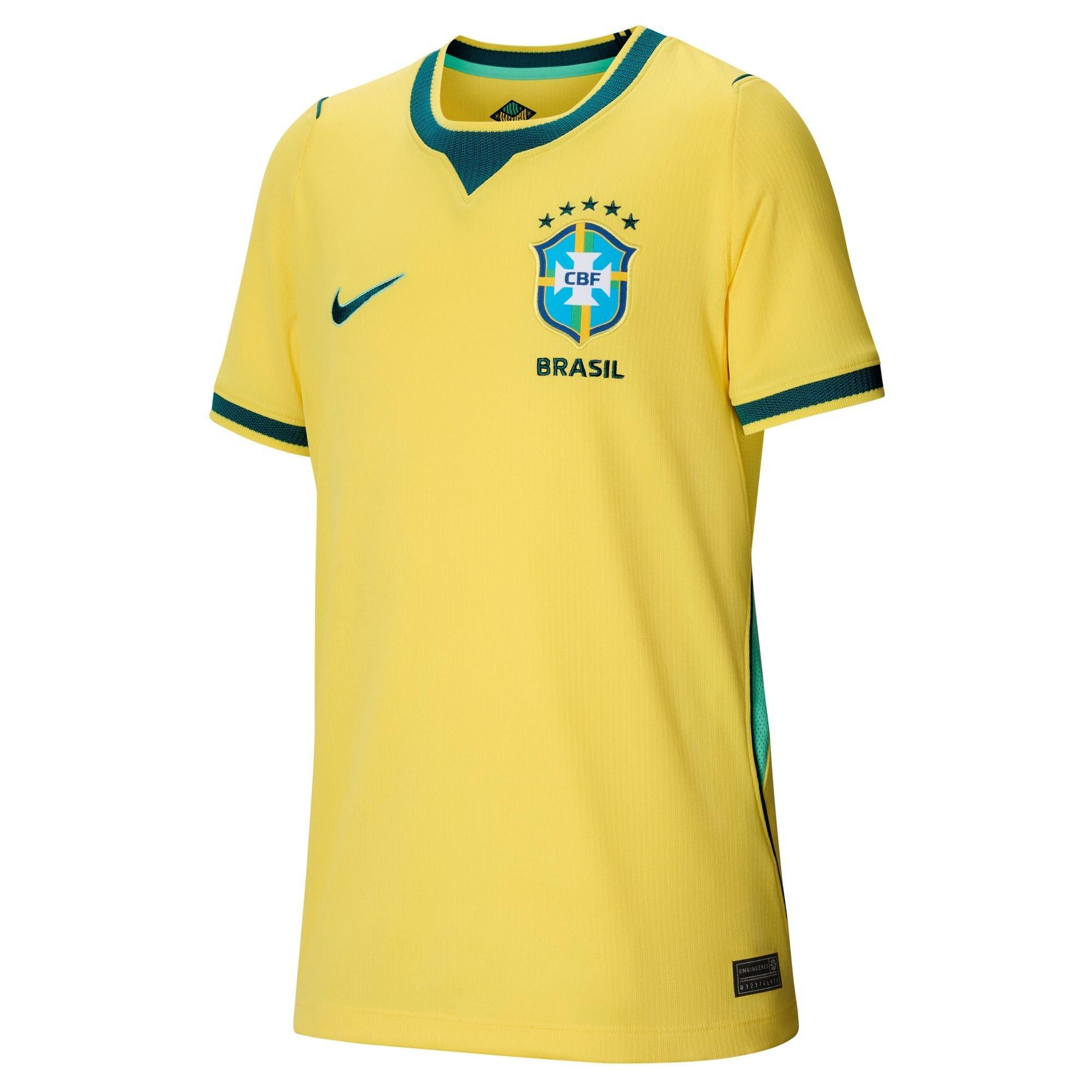 Nike Boys Brazil World Cup 2026 Junior Home Shirt - Yellow/Blue - 13 (XL)