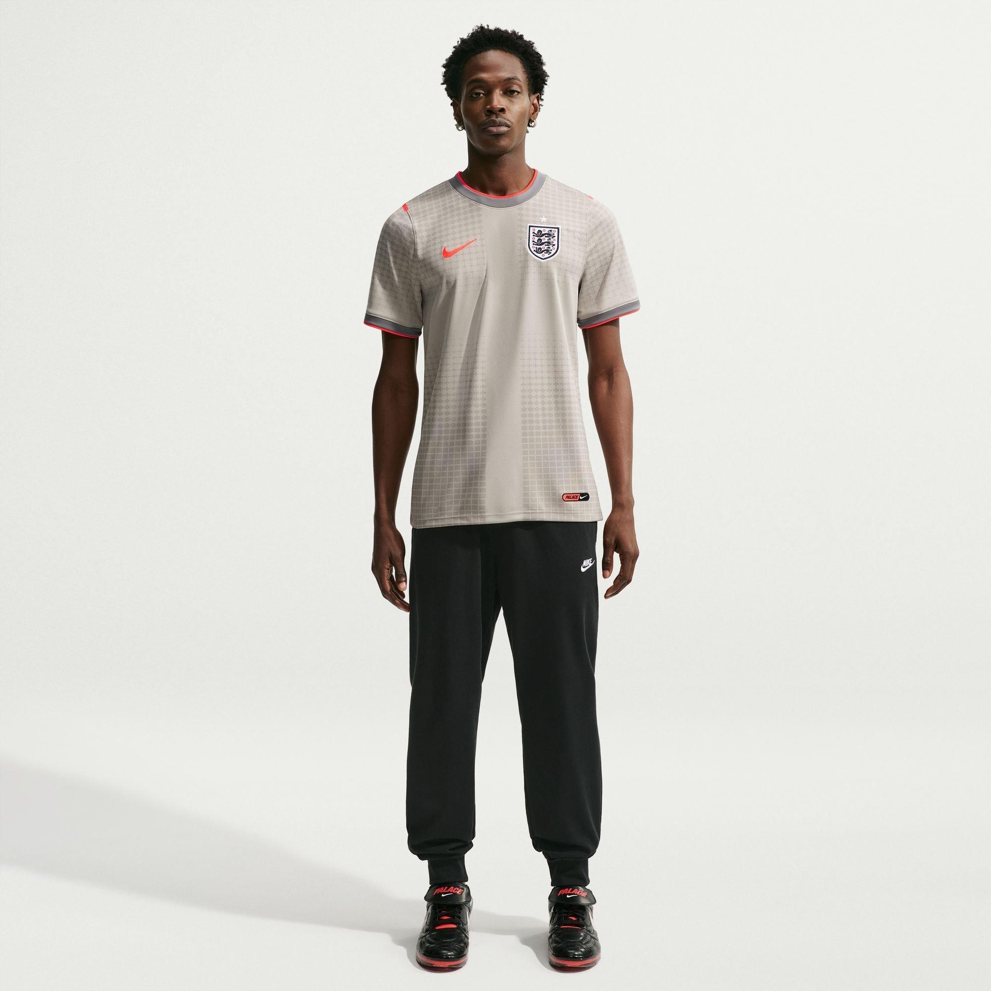Grey/Red - Nike - Mens England x Palace 2026 Pre-Match Short Sleeve Jersey - 4