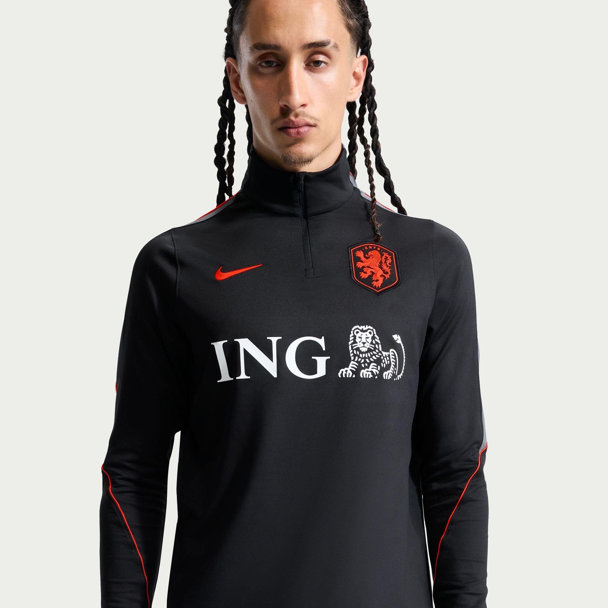 Nike Men's Netherlands International Licensed Drill Top - Black/Red - M