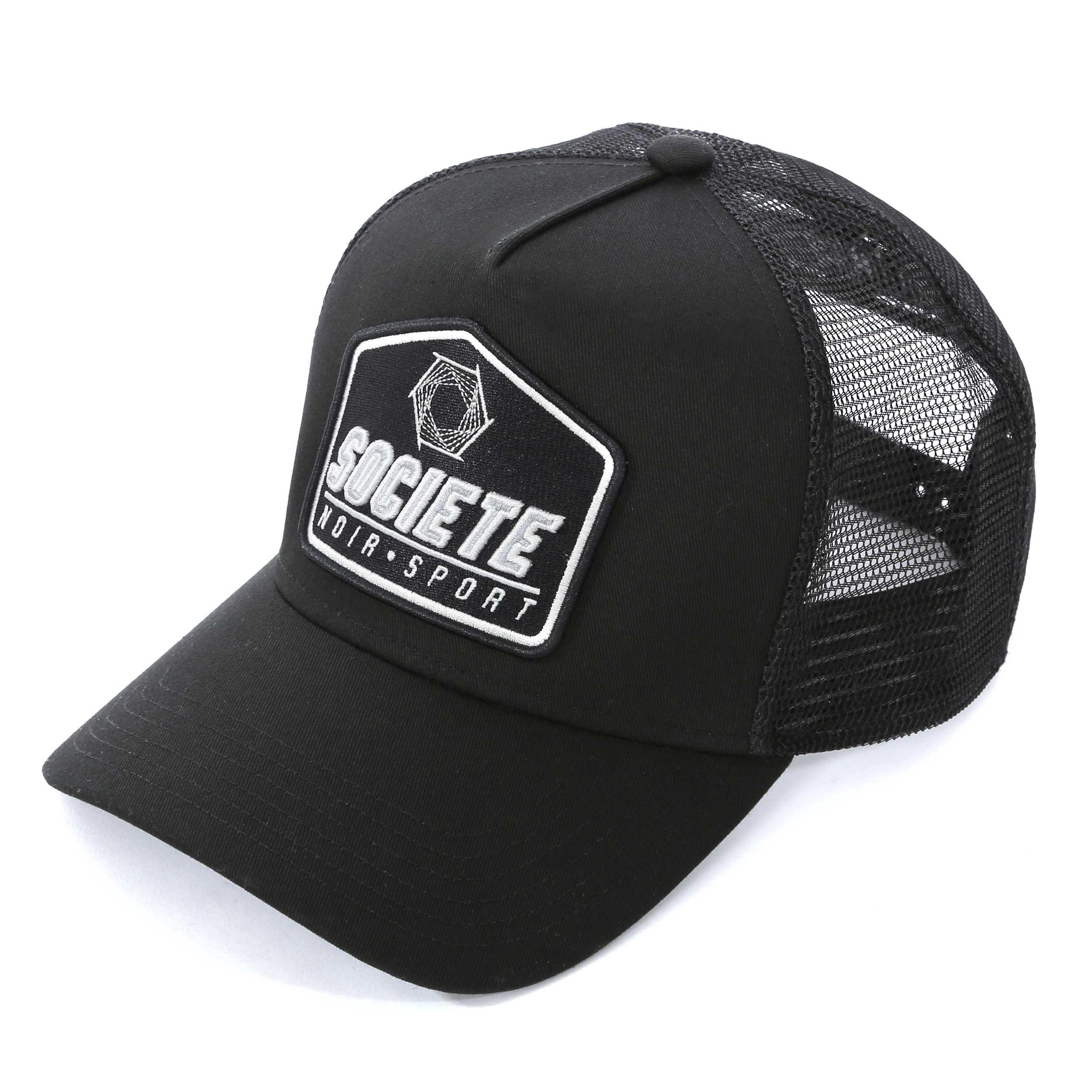Black/Grey - Societe Noir - Men's Sport Plate Trucker Cap - 1