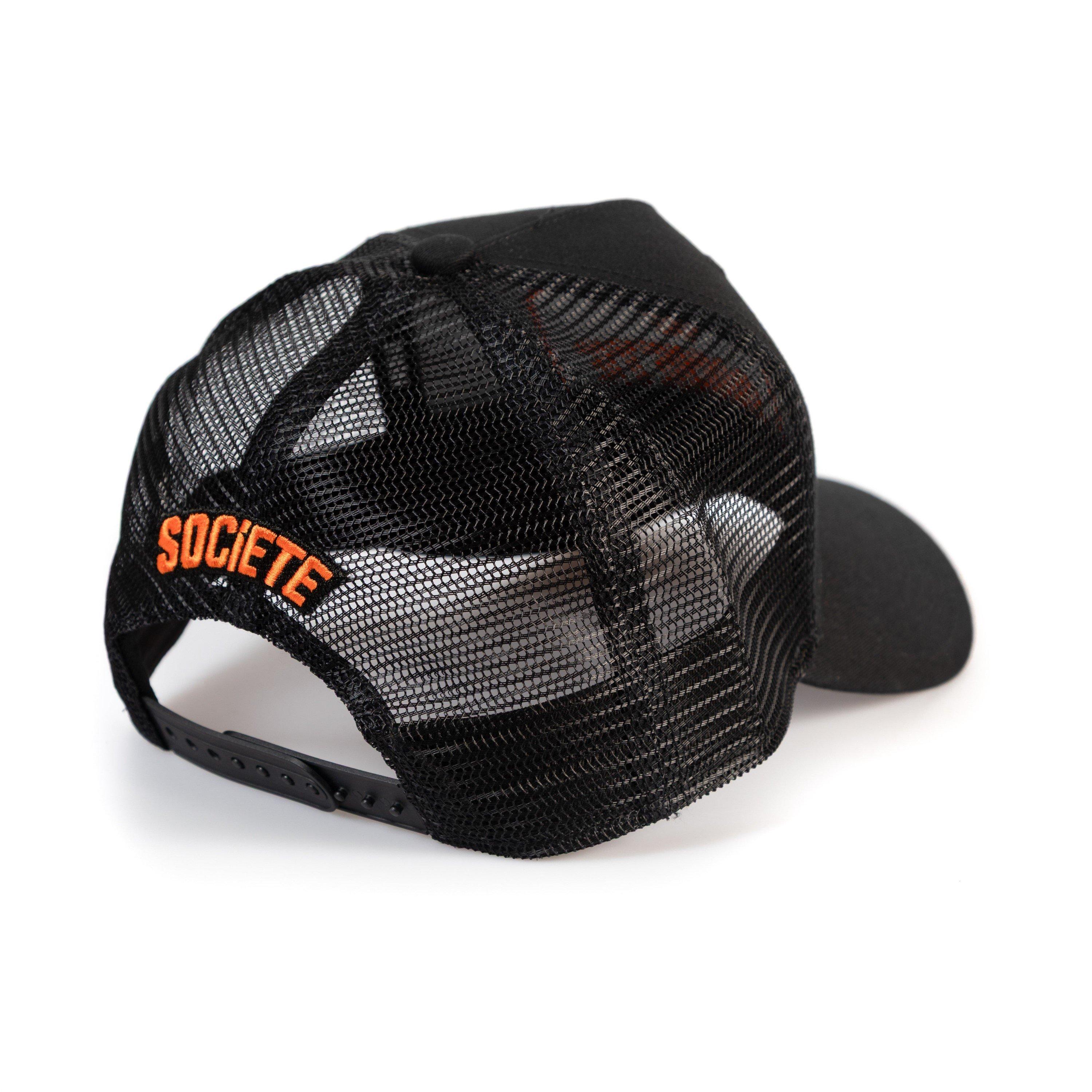 Black/Orange - Societe Noir - Men's Sport Plate Trucker Cap - 2