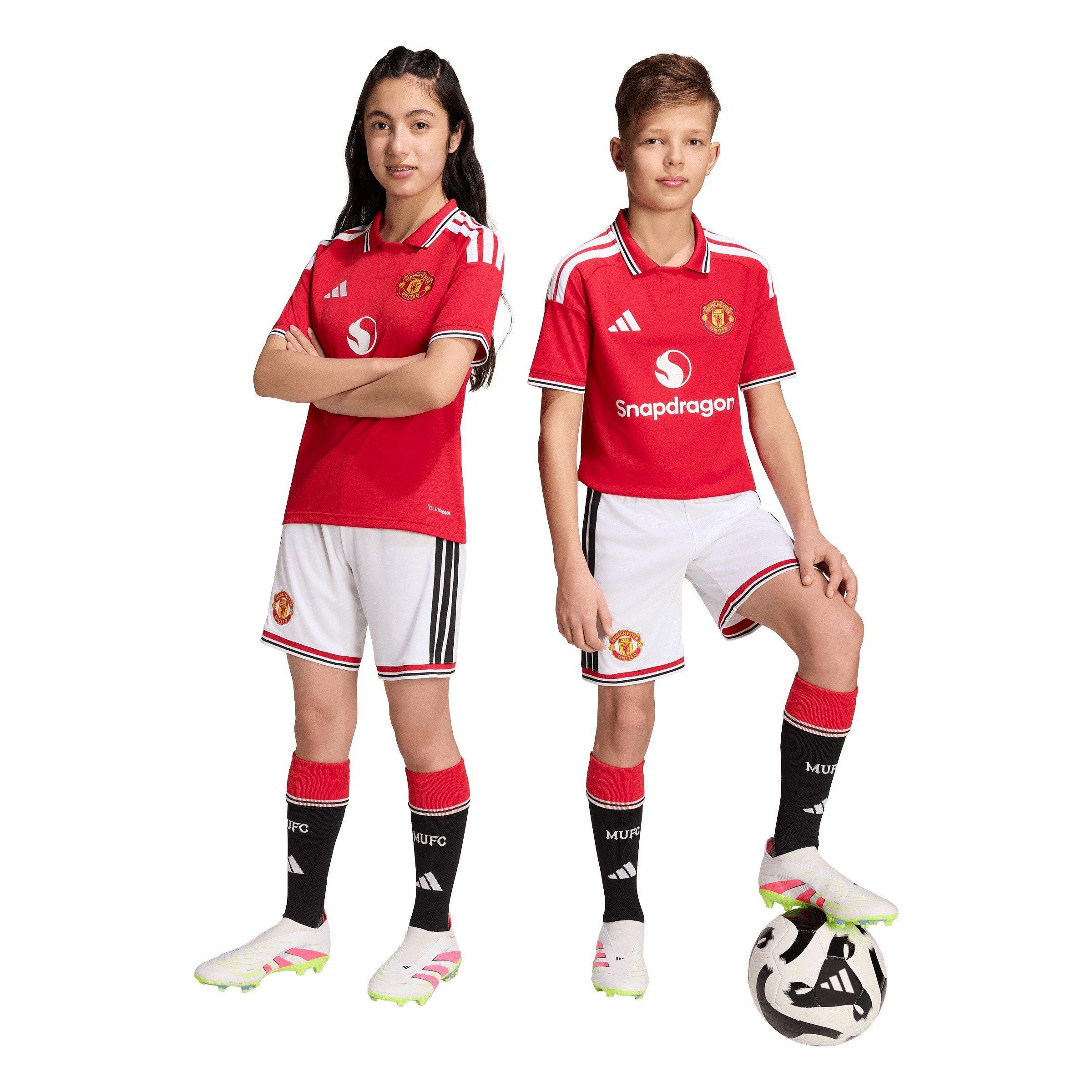 Hvid/Sort - adidas - Kids Manchester United Home Football Shorts 2026 2027 - 2