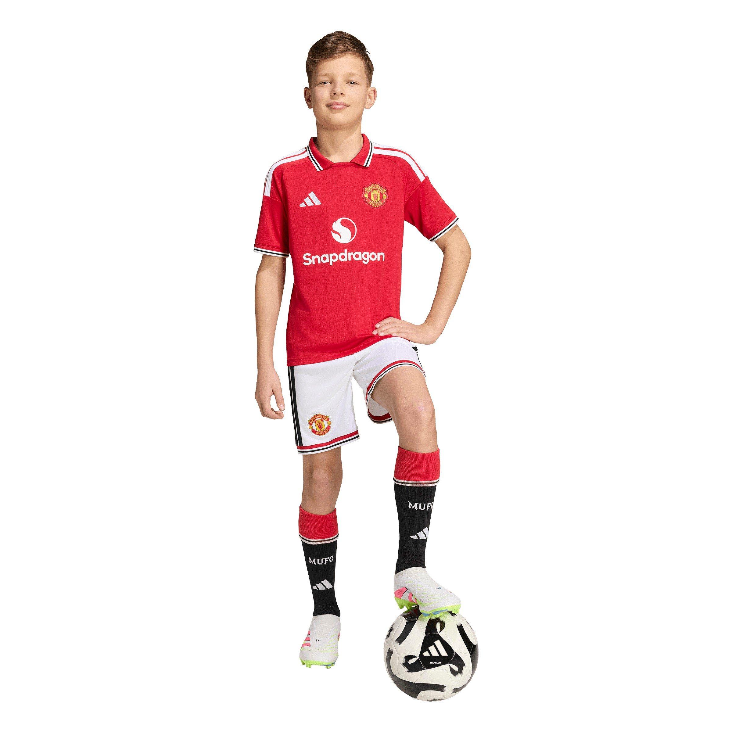 Hvid/Sort - adidas - Kids Manchester United Home Football Shorts 2026 2027 - 7