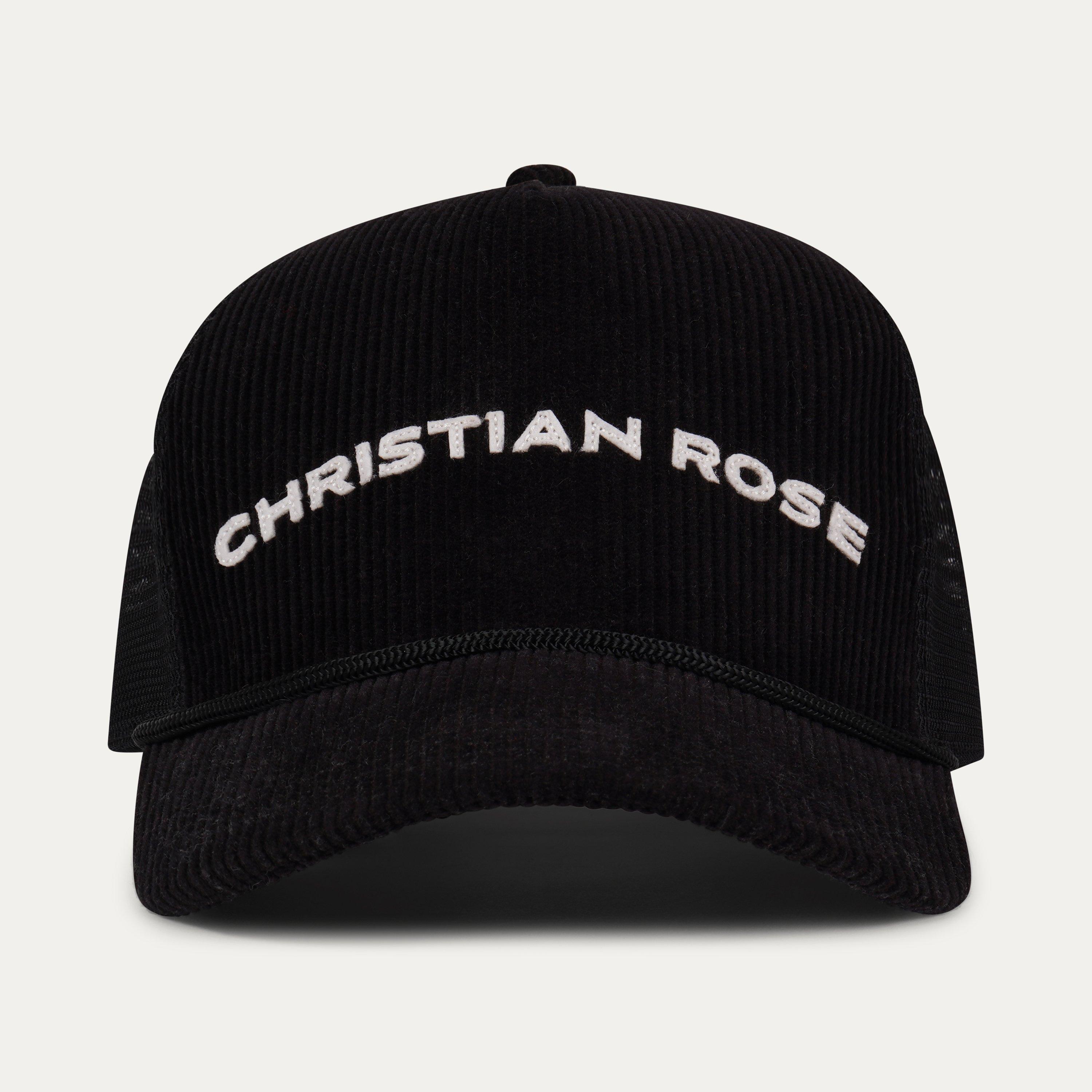 Black - Christian Rose - Men's Cord Trucker Cap - 2