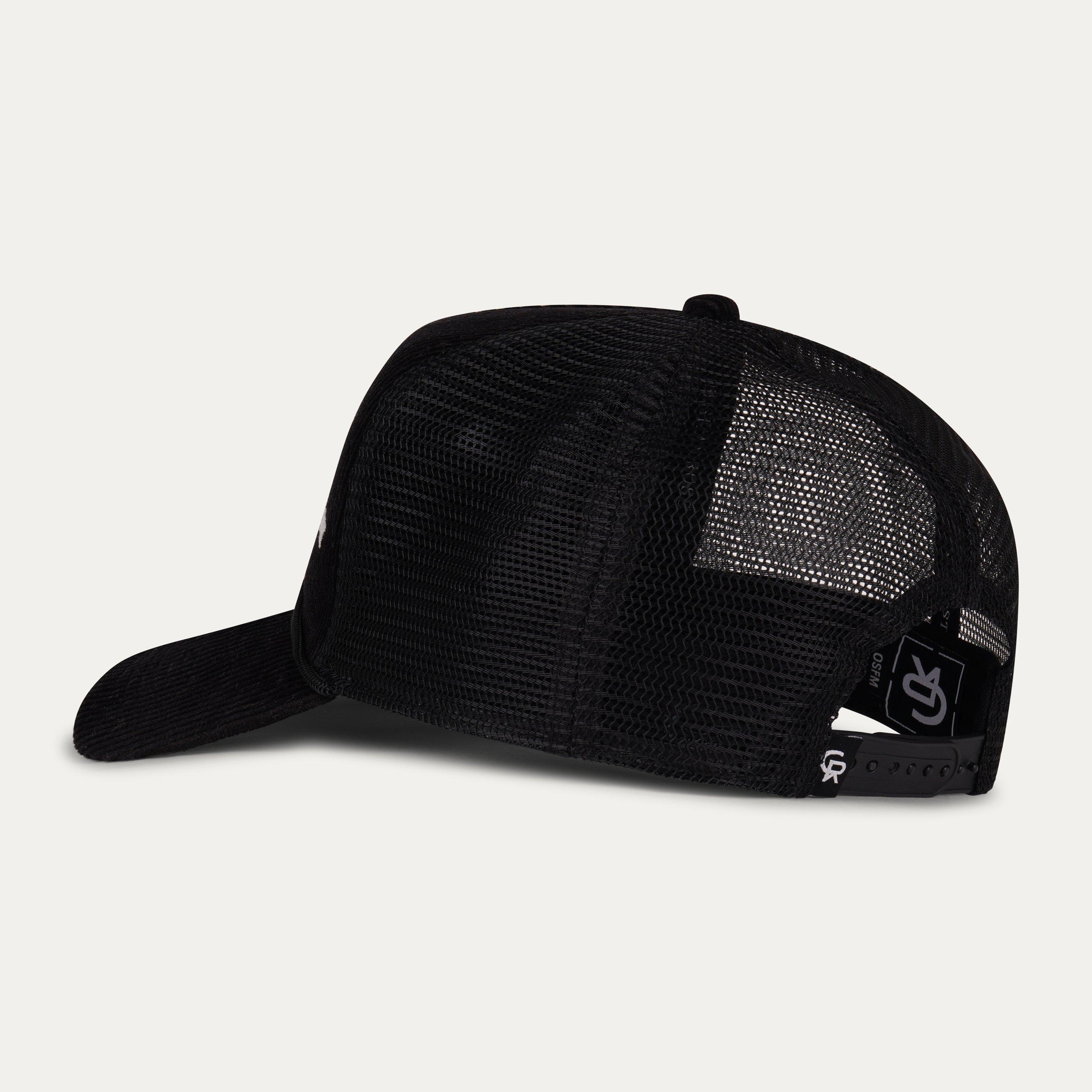 Black - Christian Rose - Men's Cord Trucker Cap - 3
