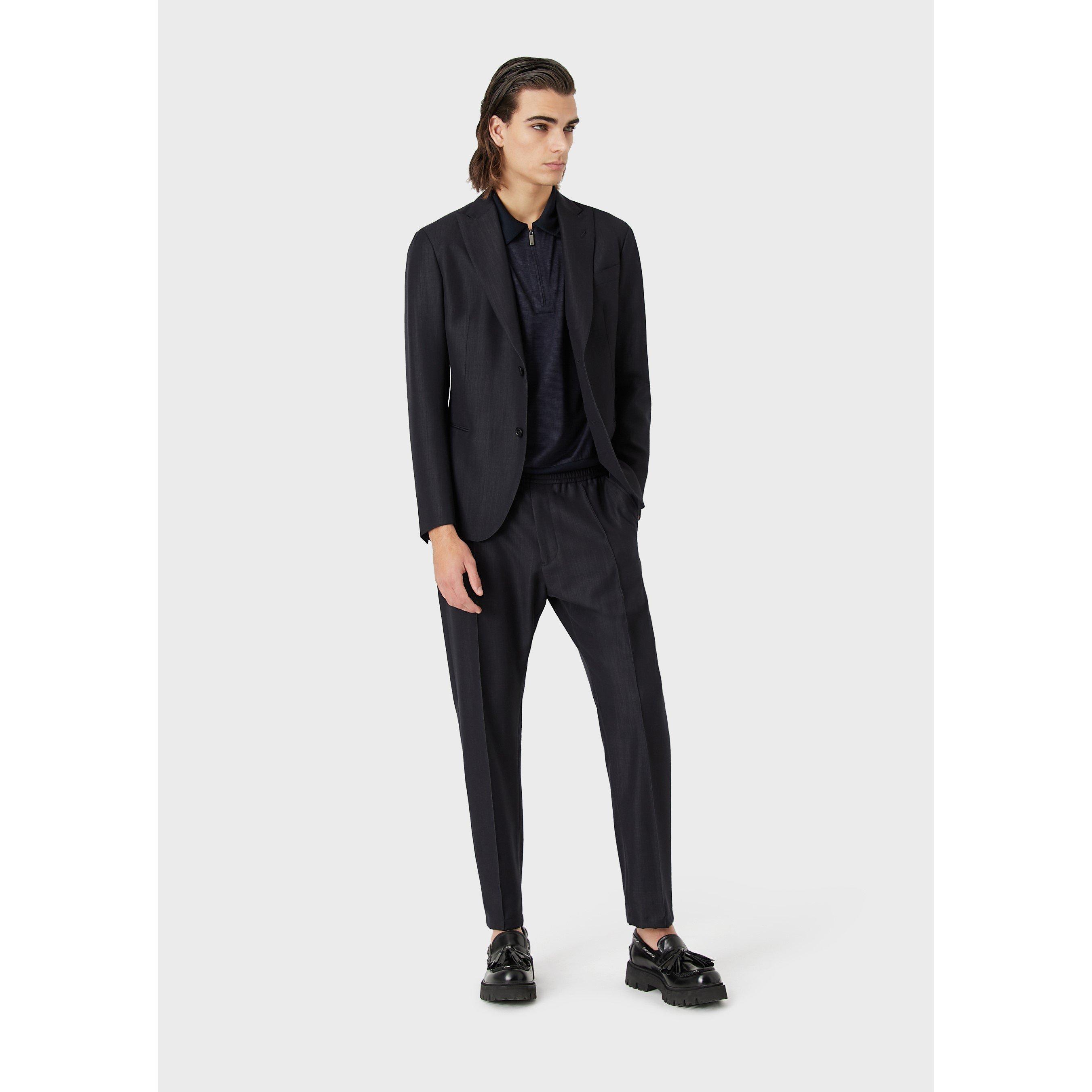 Blu - Emporio Armani - Men's Tapered Trousers - 4