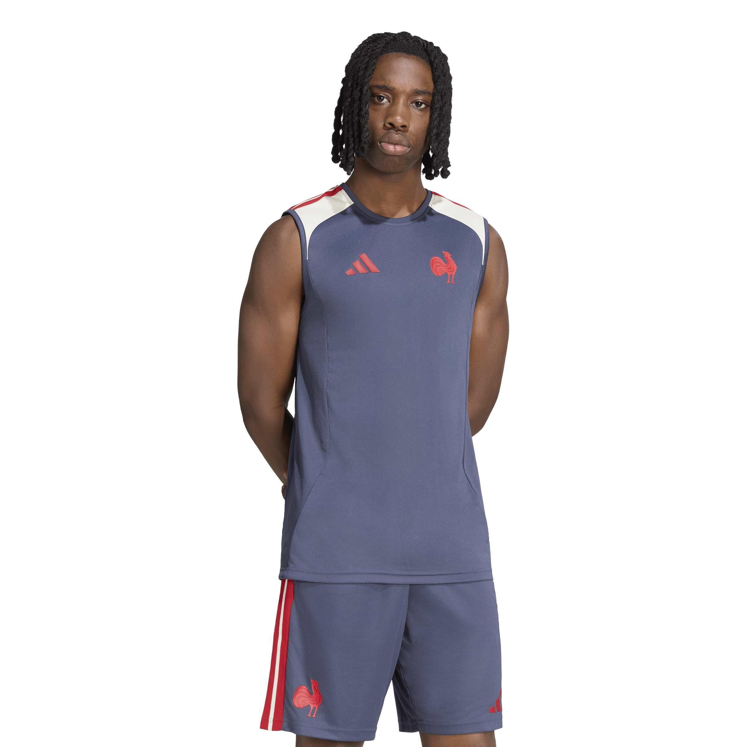 Marineblauw/Wit - adidas - Men's France Rugby Vest - 3