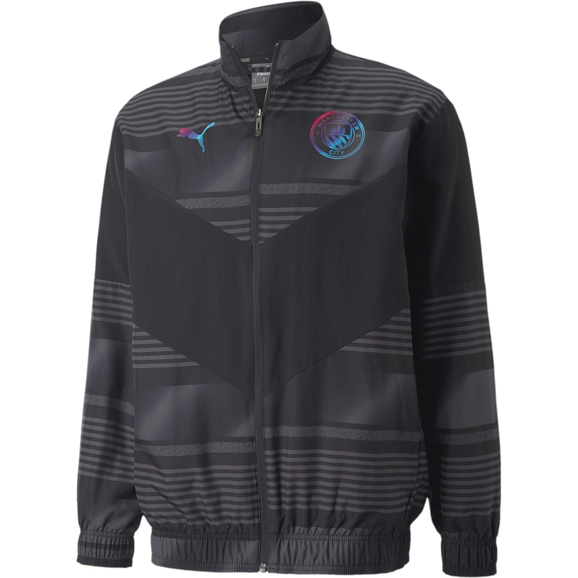 Puma Men's Manchester City Licensed Rain Anorak Jacket - Black Puma Black - L