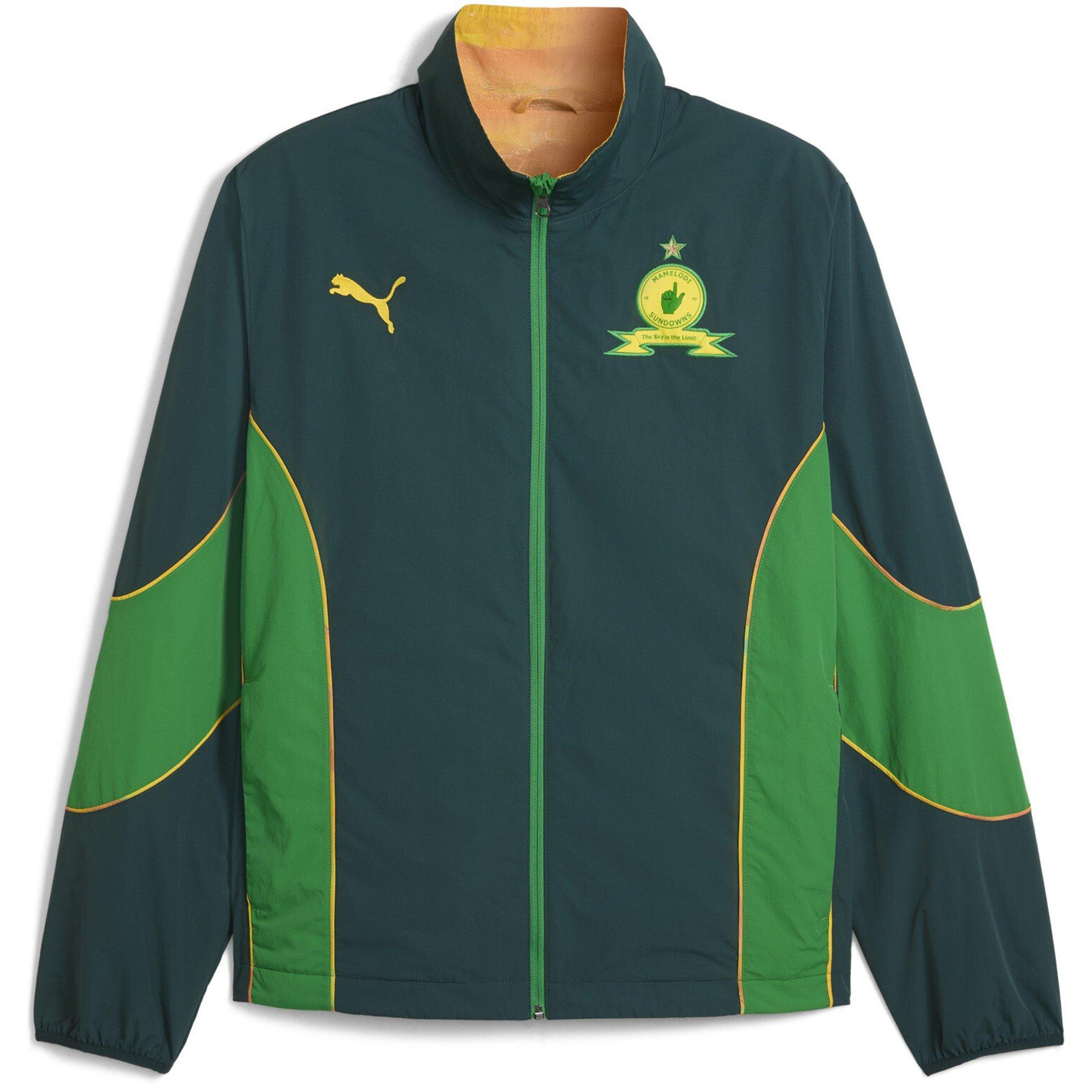 Puma Men's Mamelodi Sundowns Rain Anorak Jacket - Green Terrai - XL