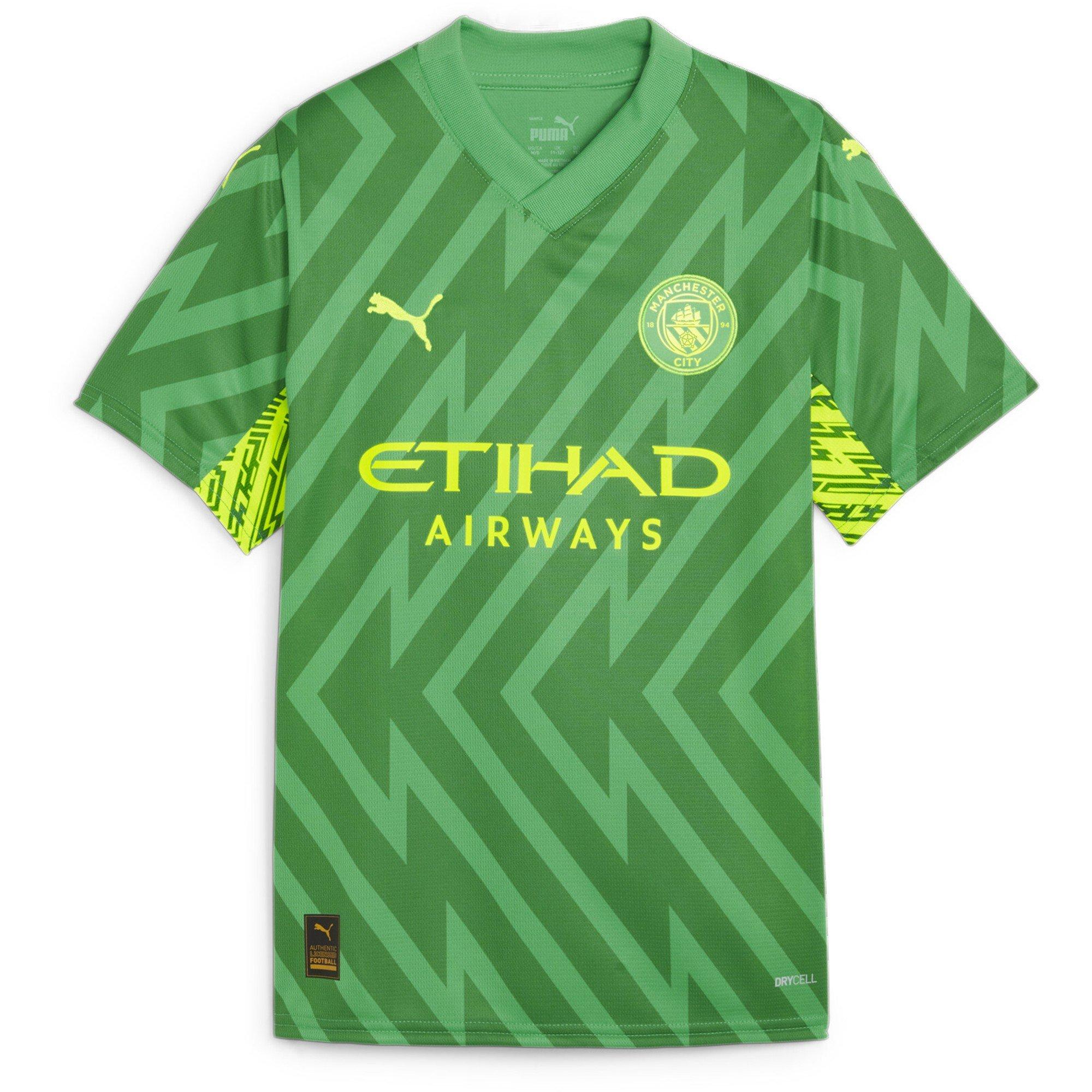 Puma  Kids Mcfc Gk Jersey Replica Ss Jr Goalkeeper Top - Green - 14 (2XL)