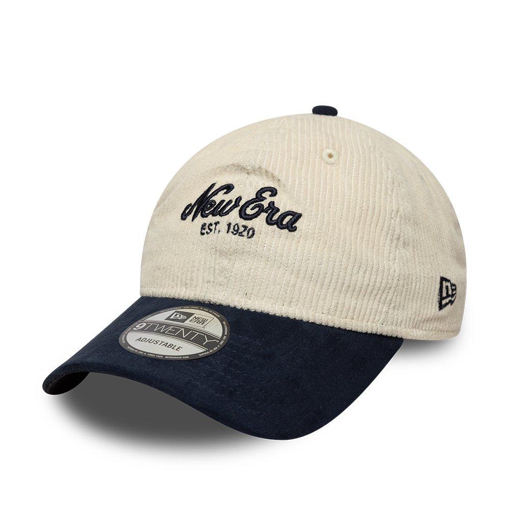 NE Cream / Navy - New Era - 9TWENTY Cord and Suede Adjustable Baseball Cap - 1