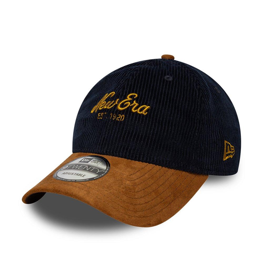 NE Navy / Brown - New Era - 9TWENTY Cord and Suede Adjustable Baseball Cap - 1