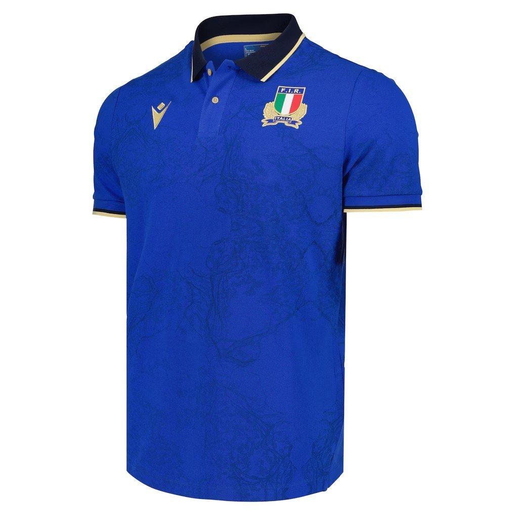 Macron Men's Italy Rugby Home Shirt 2025 - Blue - Large