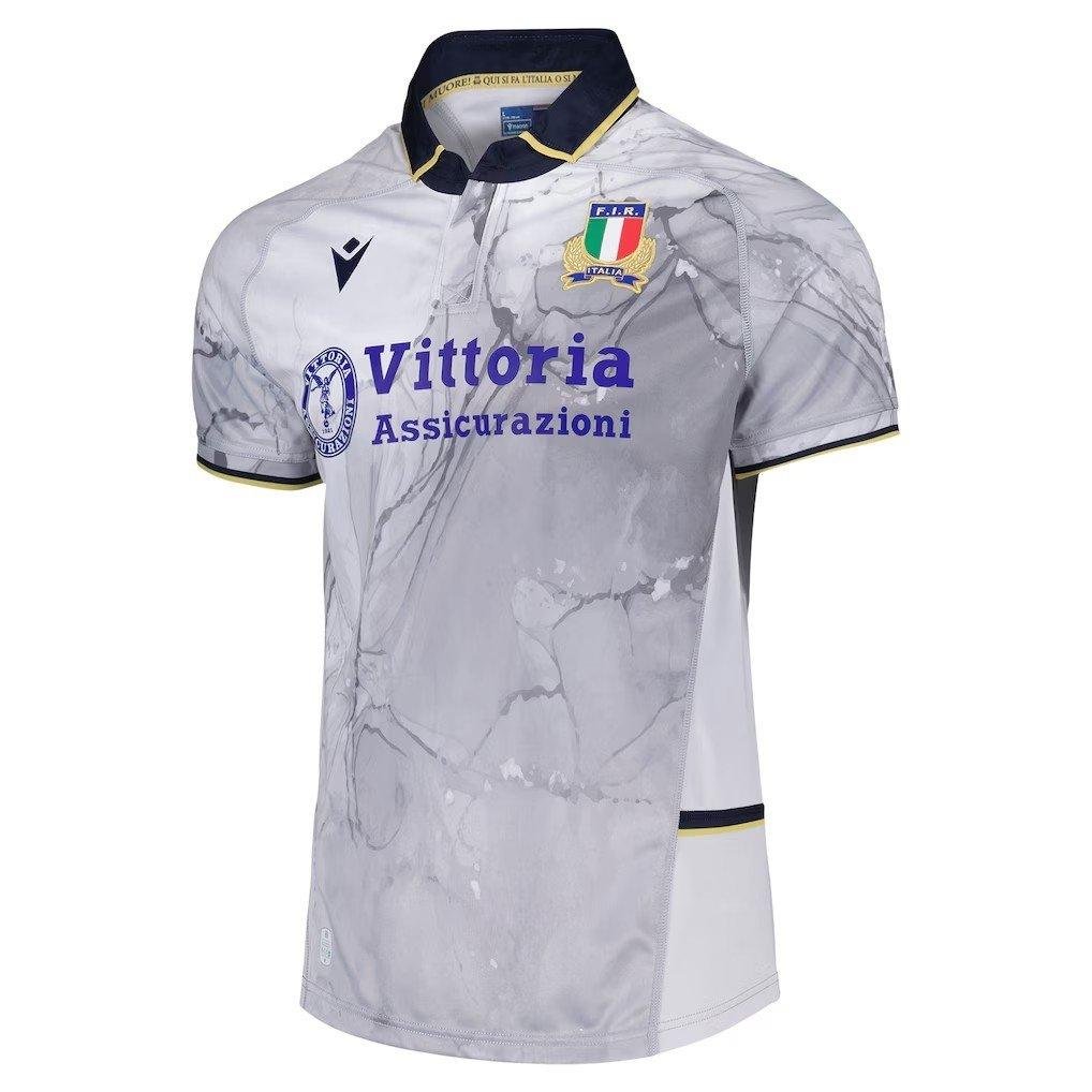 Macron Men's Italy Rugby Away Shirt 2025 - White - Large