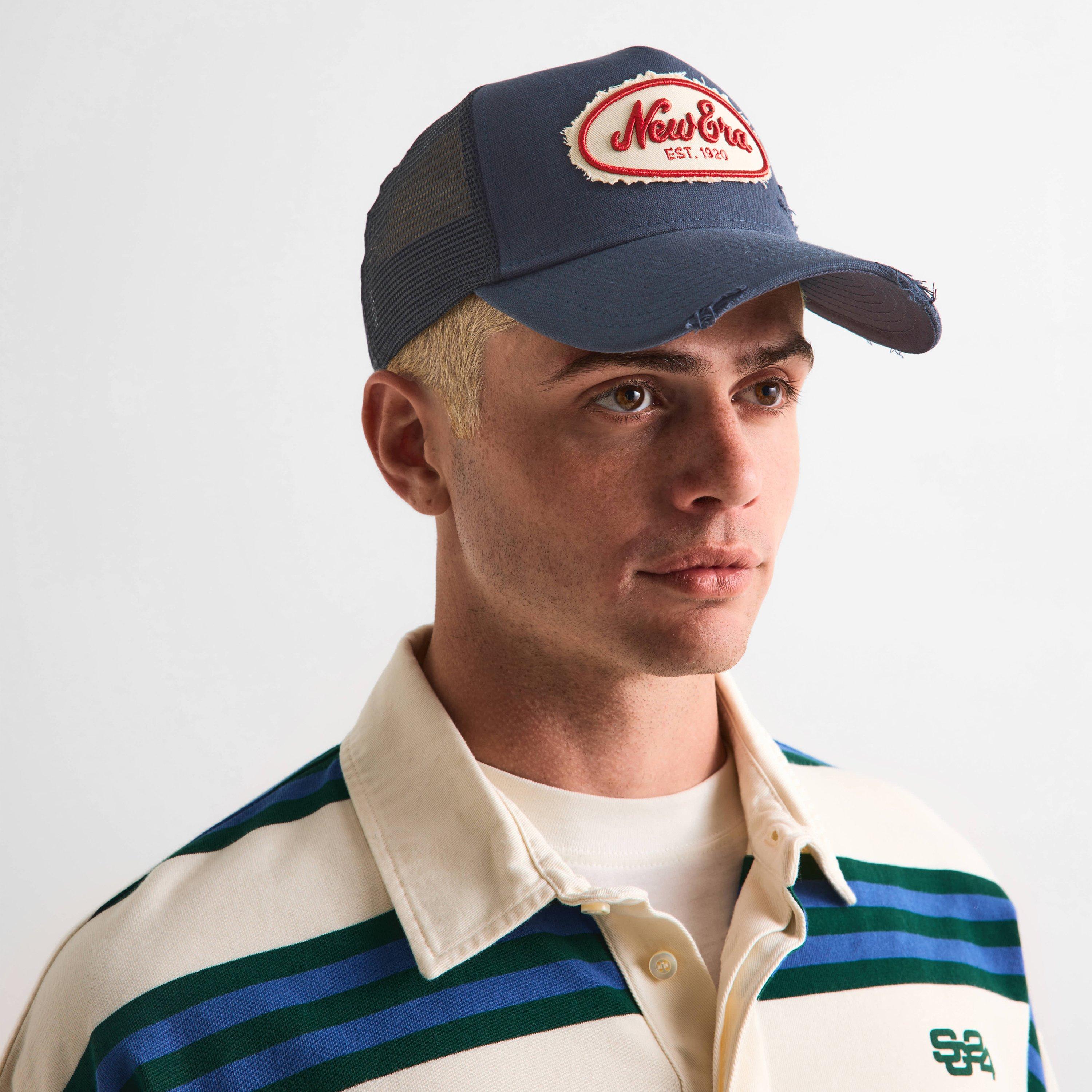 NE Navy - New Era - Distressed Patch Adjustable Trucker Cap - 3
