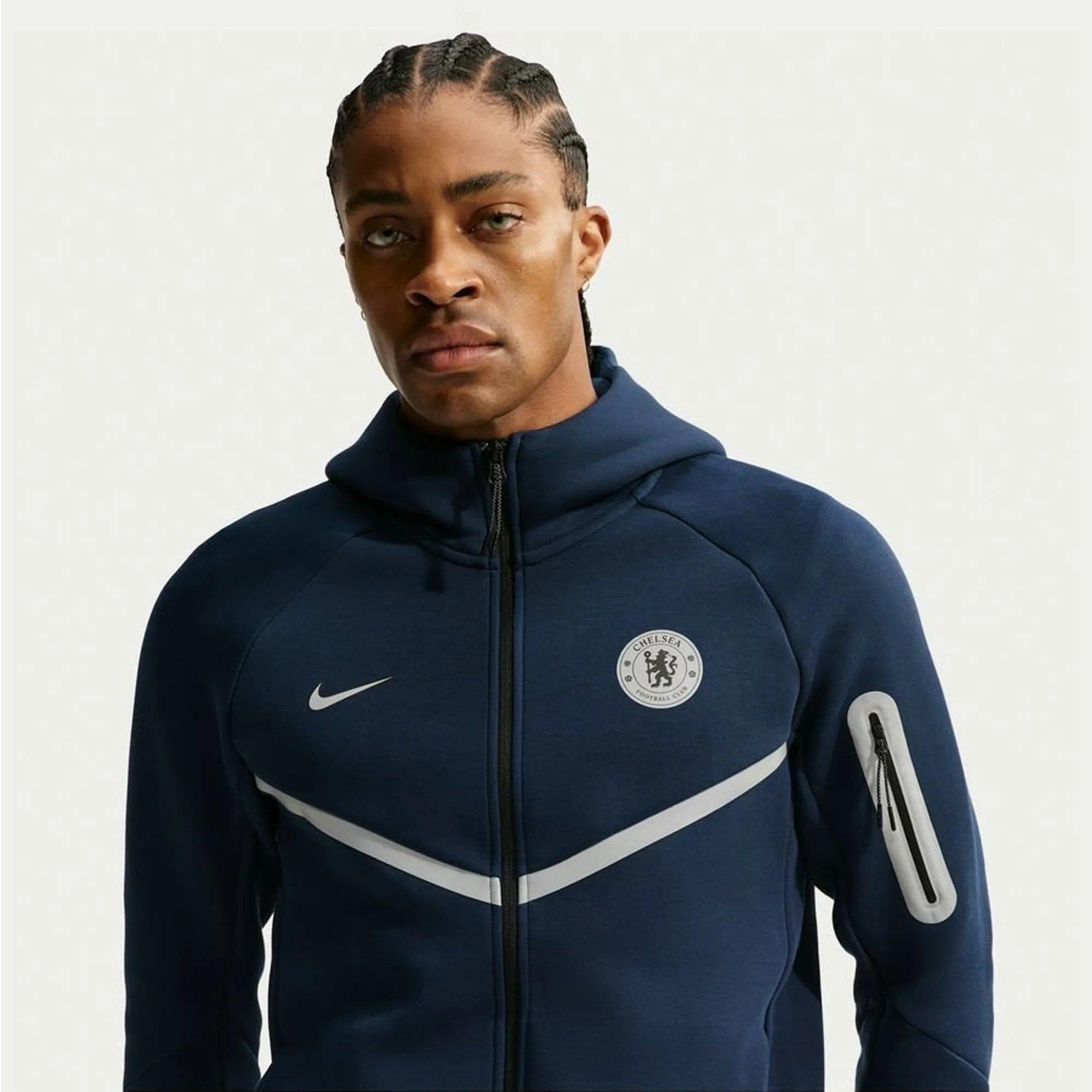 Blu/Argento - Nike - Nike CFC TchFlc Hood Jn64 - 3