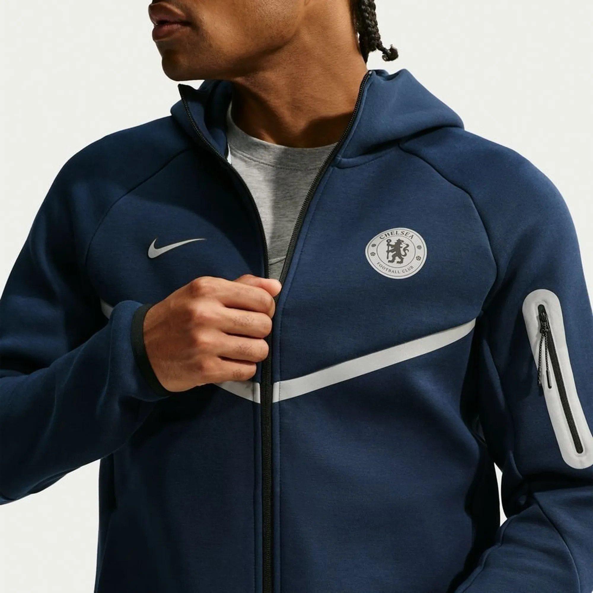 Blu/Argento - Nike - Nike CFC TchFlc Hood Jn64 - 5
