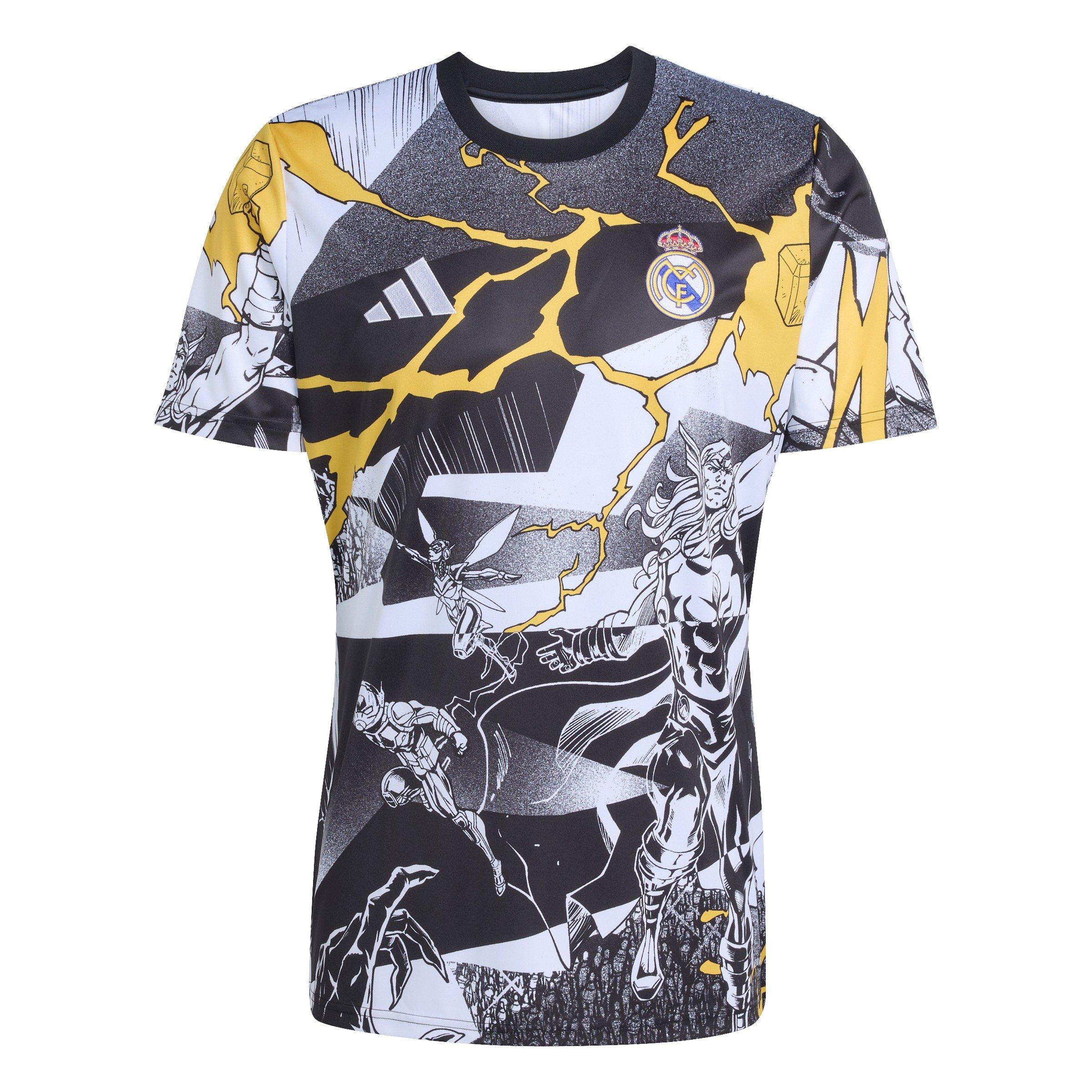 Adidas Men's Real Madrid X Marvel Short Sleeve T-Shirt 2025 2026 - White/Black - M