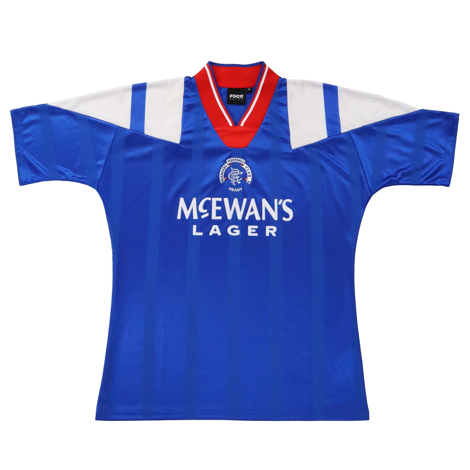 Team Men's Licensed Retro Football Shirt Rangers - Blue/White - Small