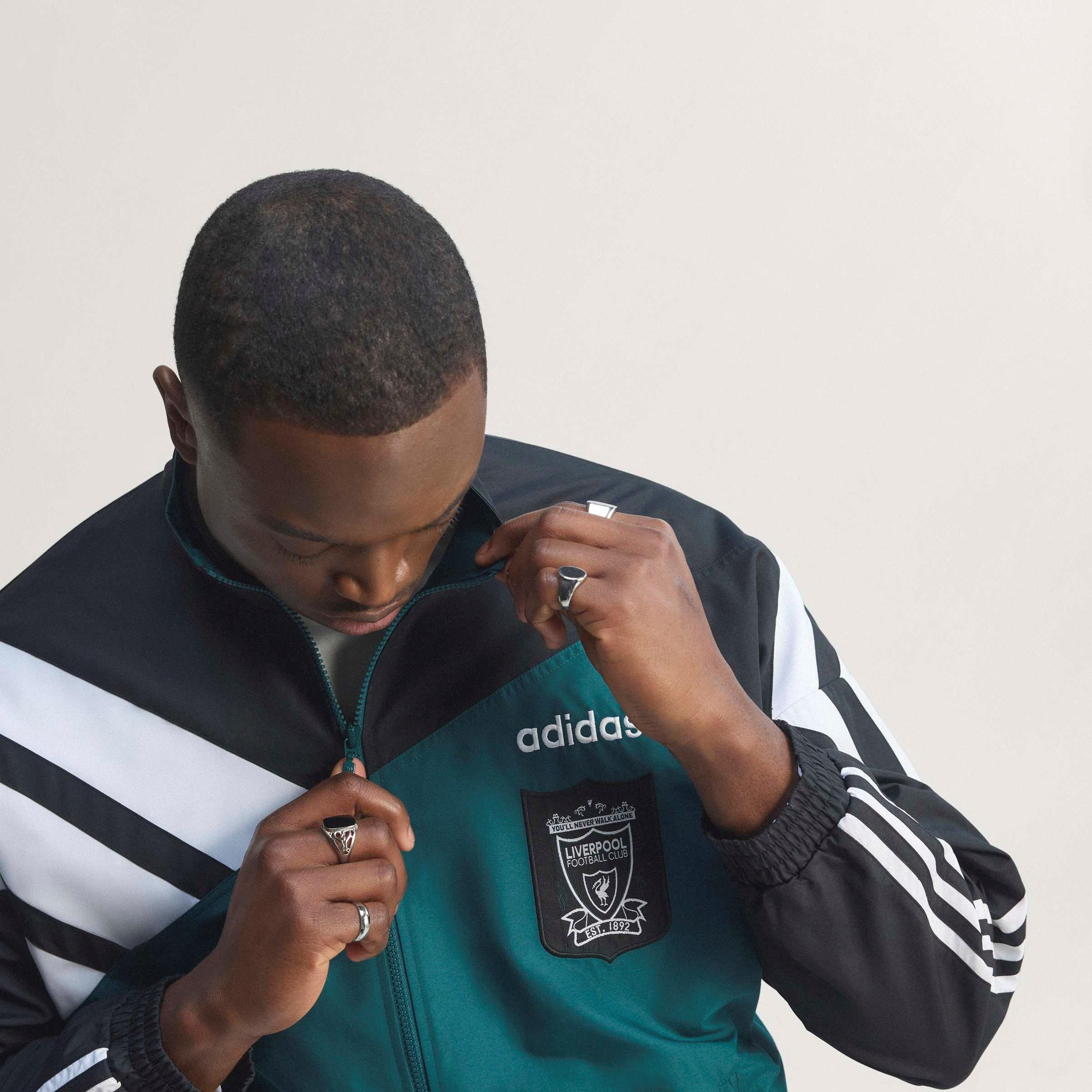 Green/Black - adidas - Liverpool 1995 Tracksuit Top Jacket Adults - 10