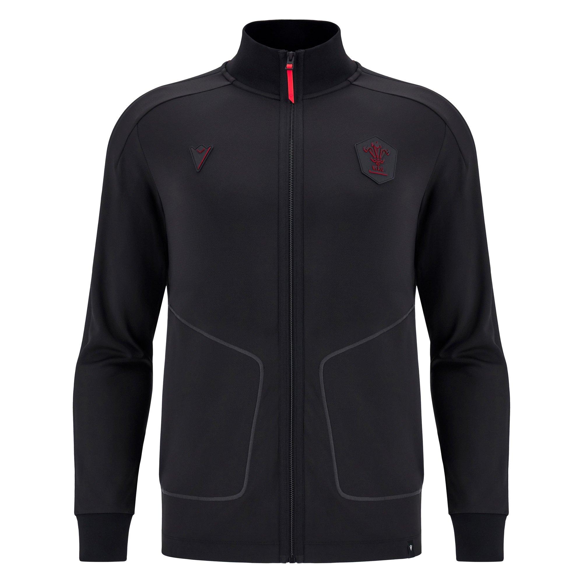 Macron Men's Wales Rugby Anthem Long Sleeve 2025 Jacket - Red - Small