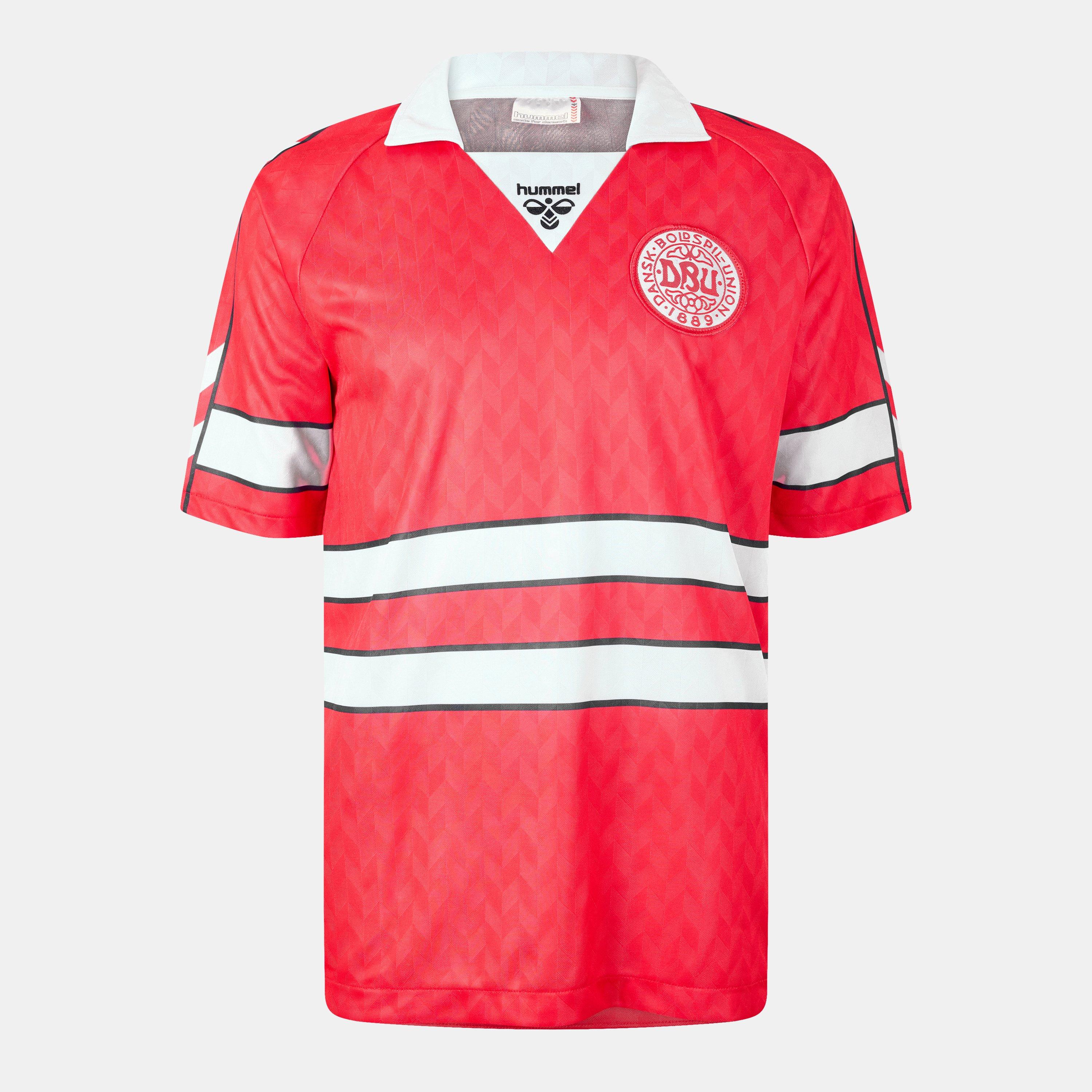 Red/White - Hummel - Denmark Retro Home Shirt 1988 Adults - 1