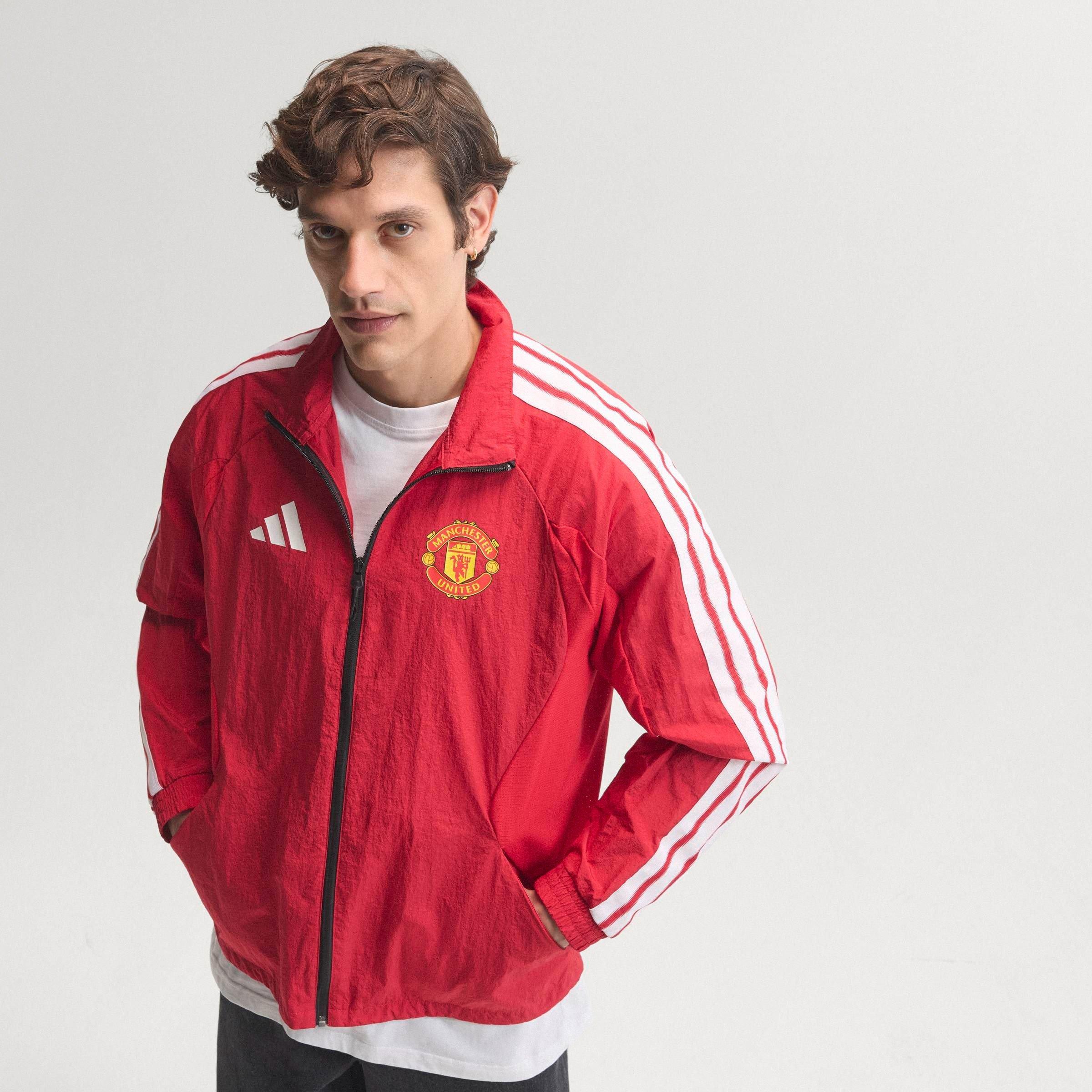 Rood/Wit - adidas - Mens Manchester United Licensed Pre-Match Tracksuit Top 2026 2027 - 6