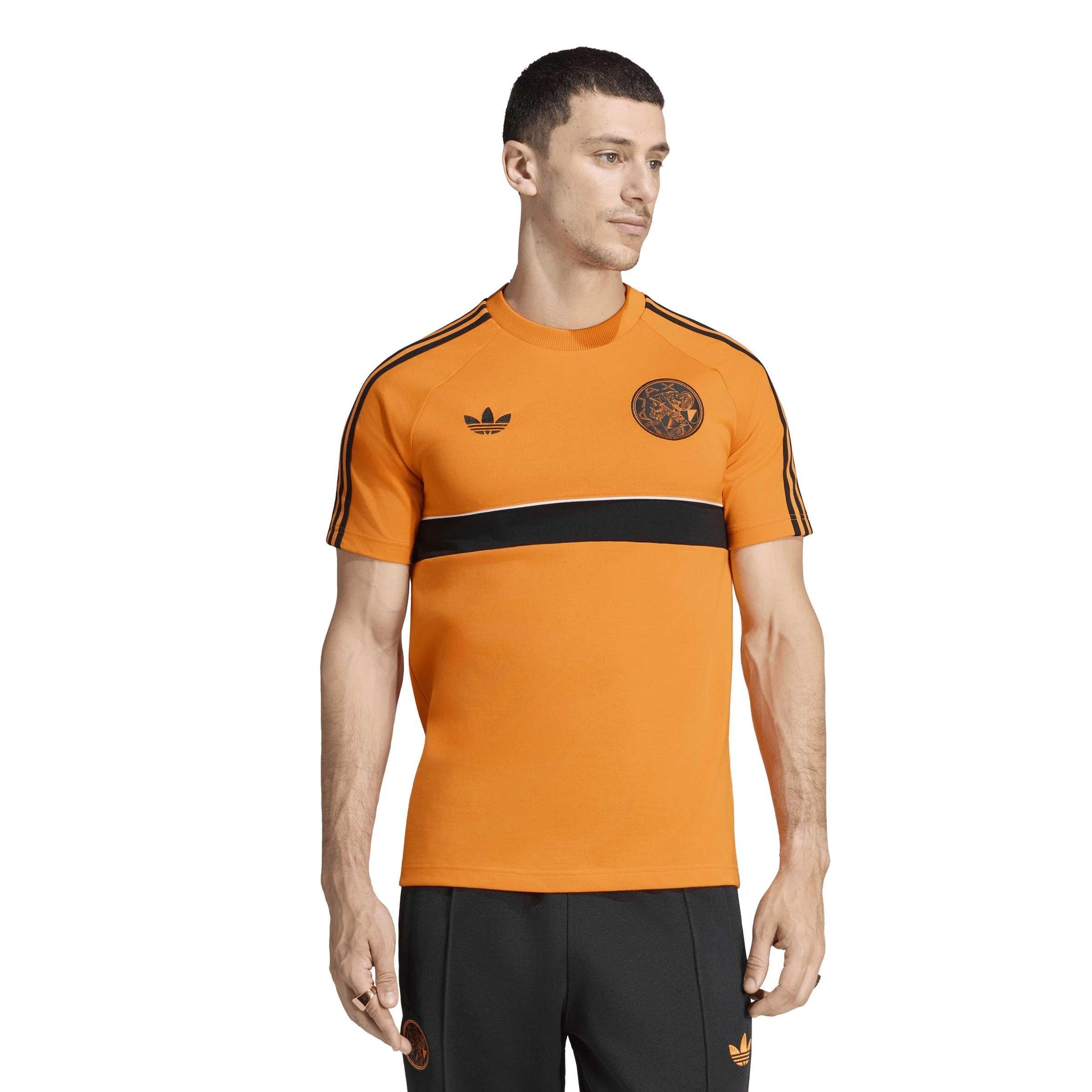 Arancione/Nero - adidas - Men's Ajax Amsterdam Short-Sleeve Cotton Crew-Neck Slim-Fit T-Shirt - 2