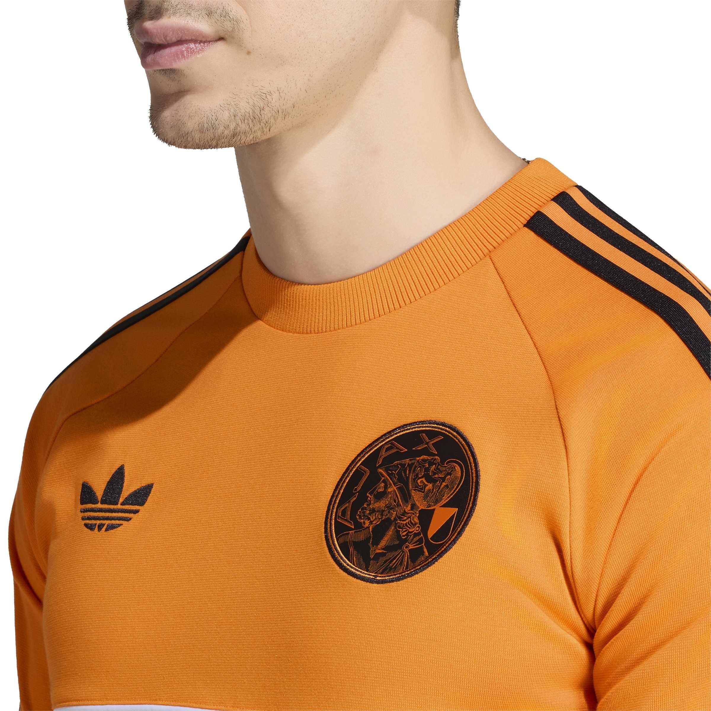 Arancione/Nero - adidas - Men's Ajax Amsterdam Short-Sleeve Cotton Crew-Neck Slim-Fit T-Shirt - 4